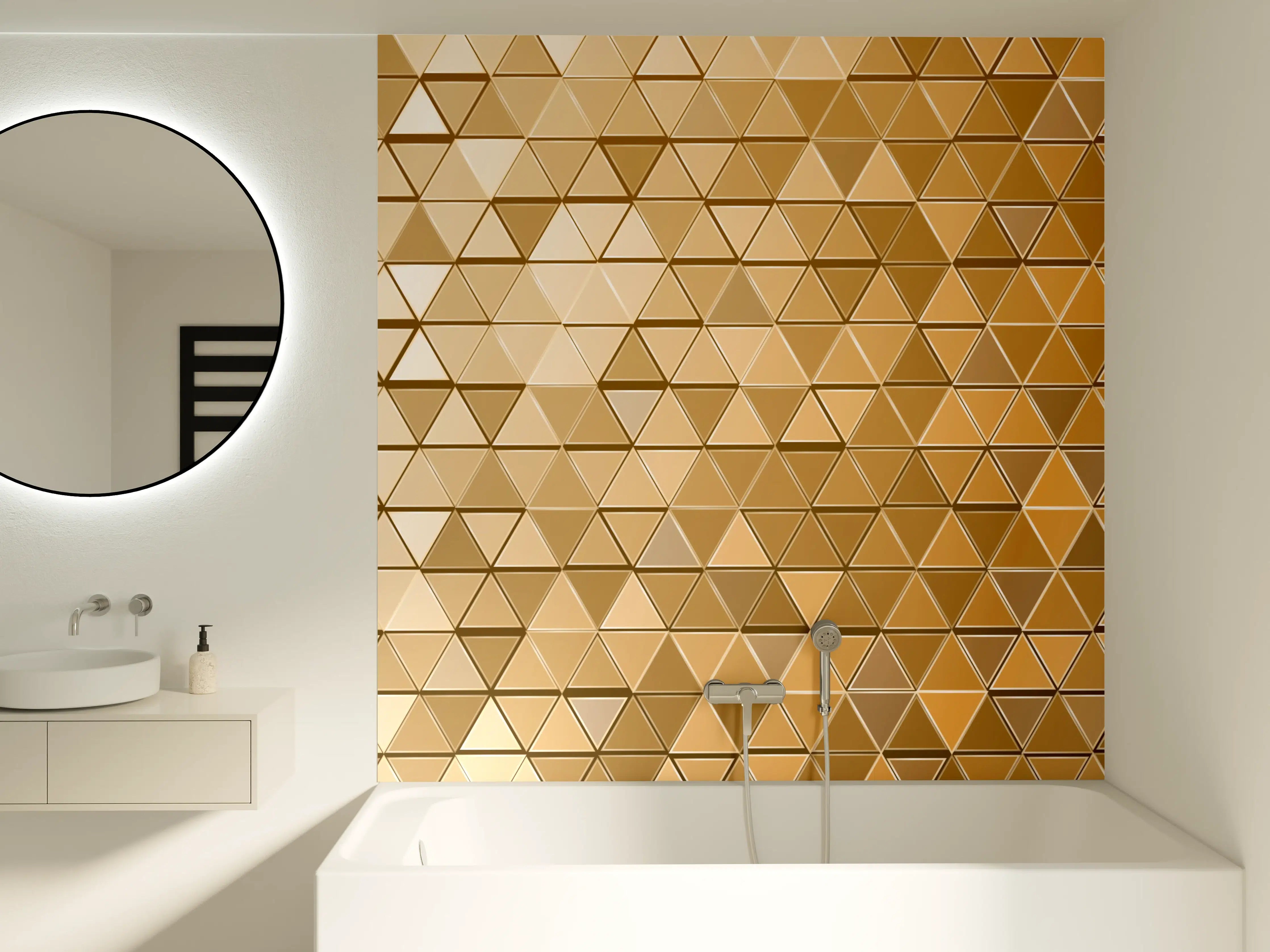 Badewannen-Rückwand - Goldene Metall-Mosaikstruktur