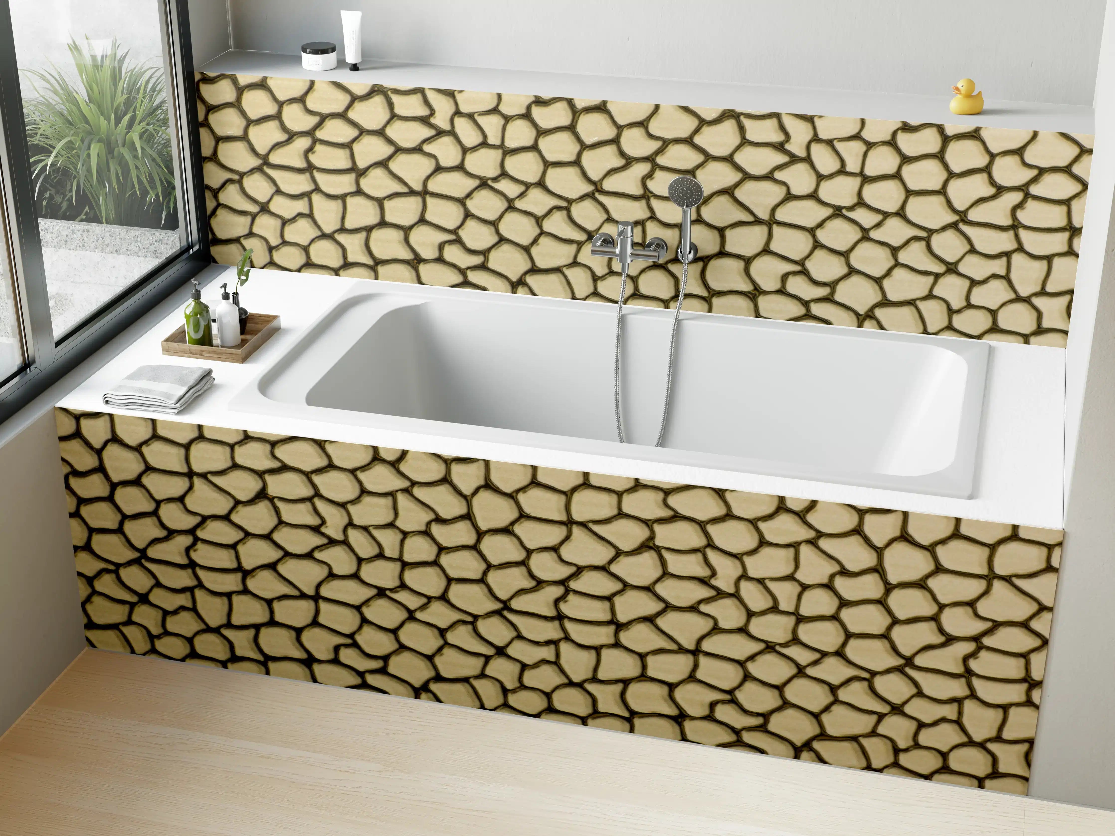Badewannen-Rückwand - Goldene Schuppenstrukturen