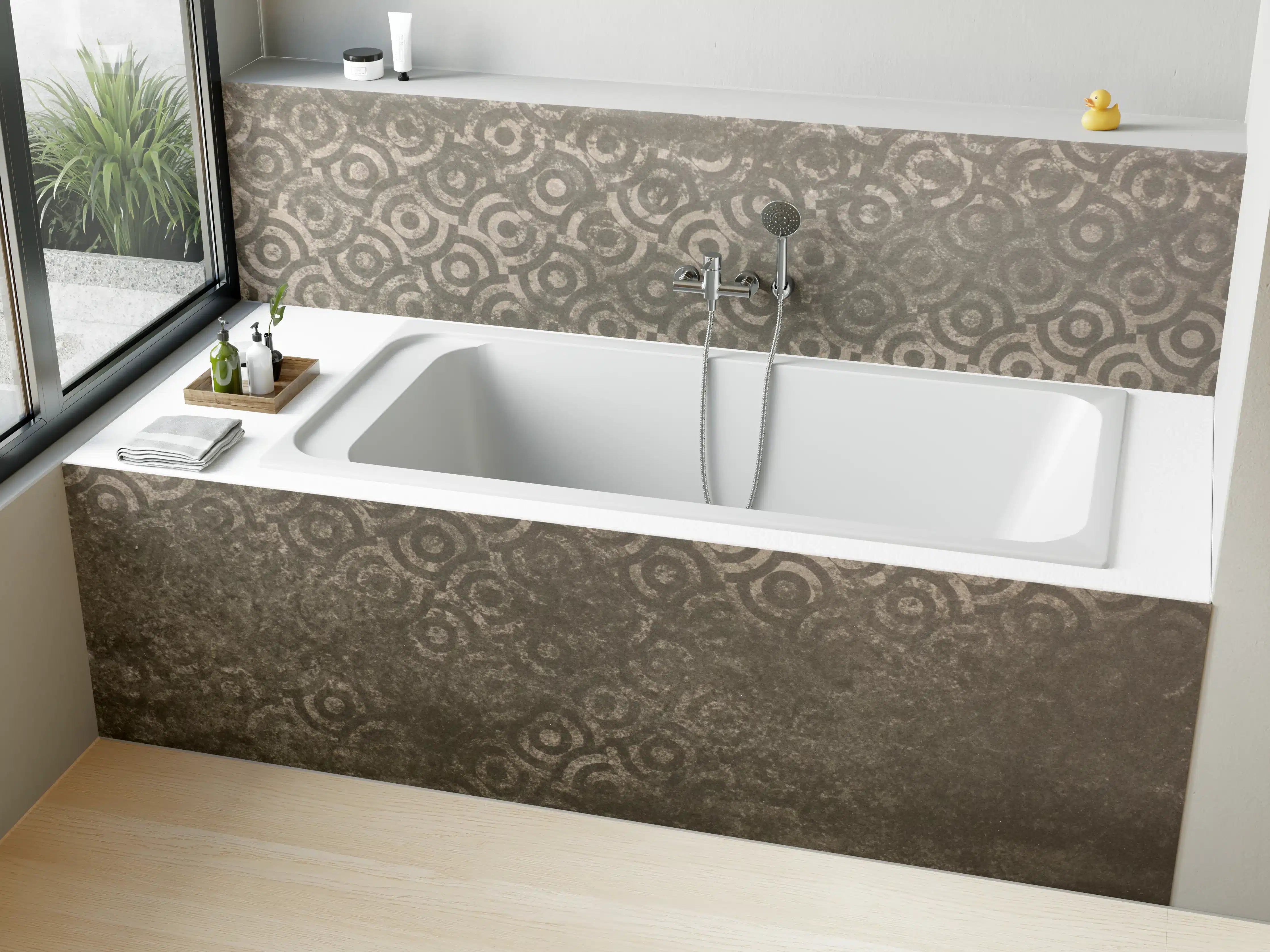 Badewannen-Rückwand - Goldene Struktur mit Mustertextur