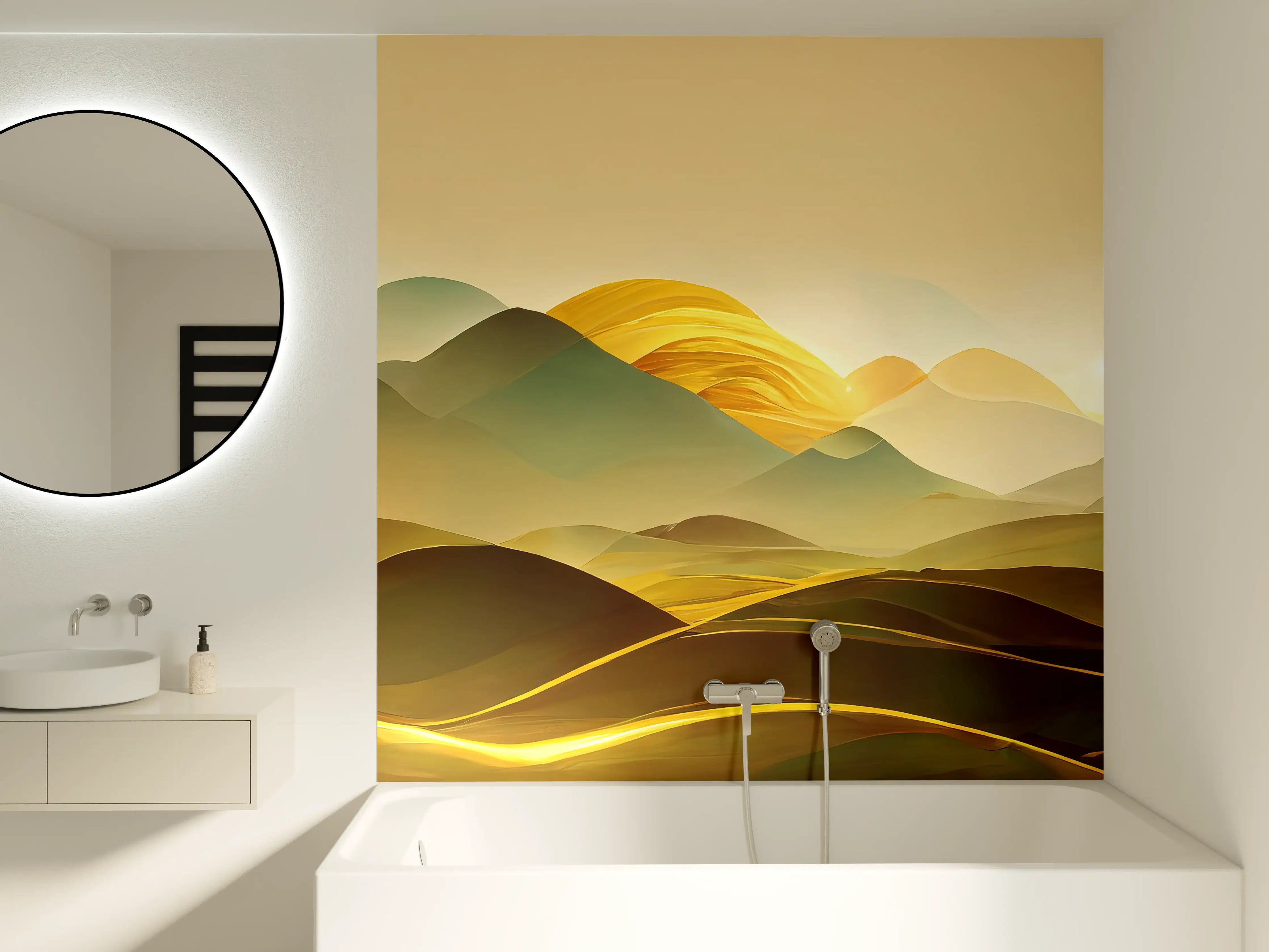 Badewannen-Rückwand - Goldene Wüste - Illustration