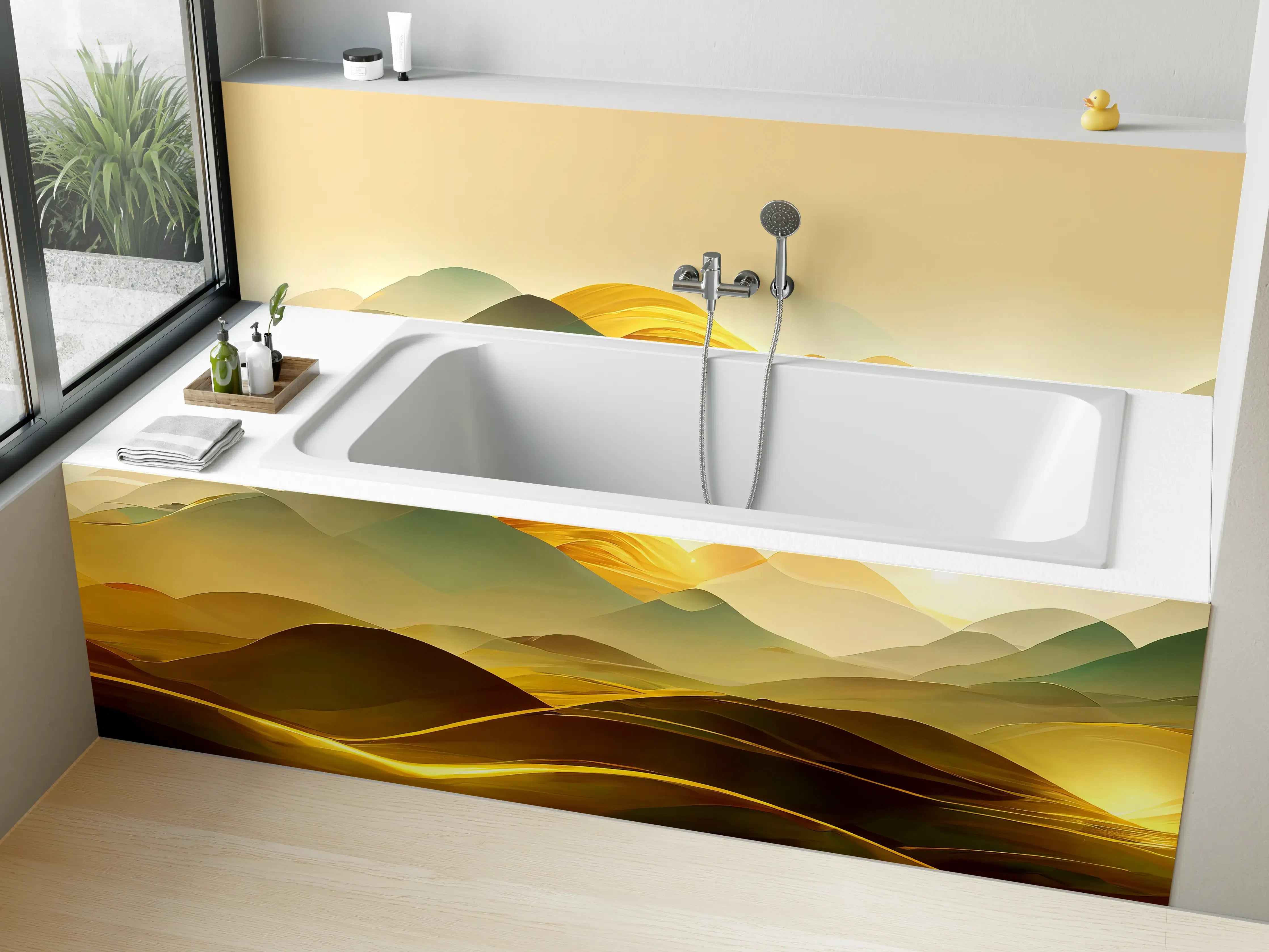 Badewannen-Rückwand - Goldene Wüste - Illustration