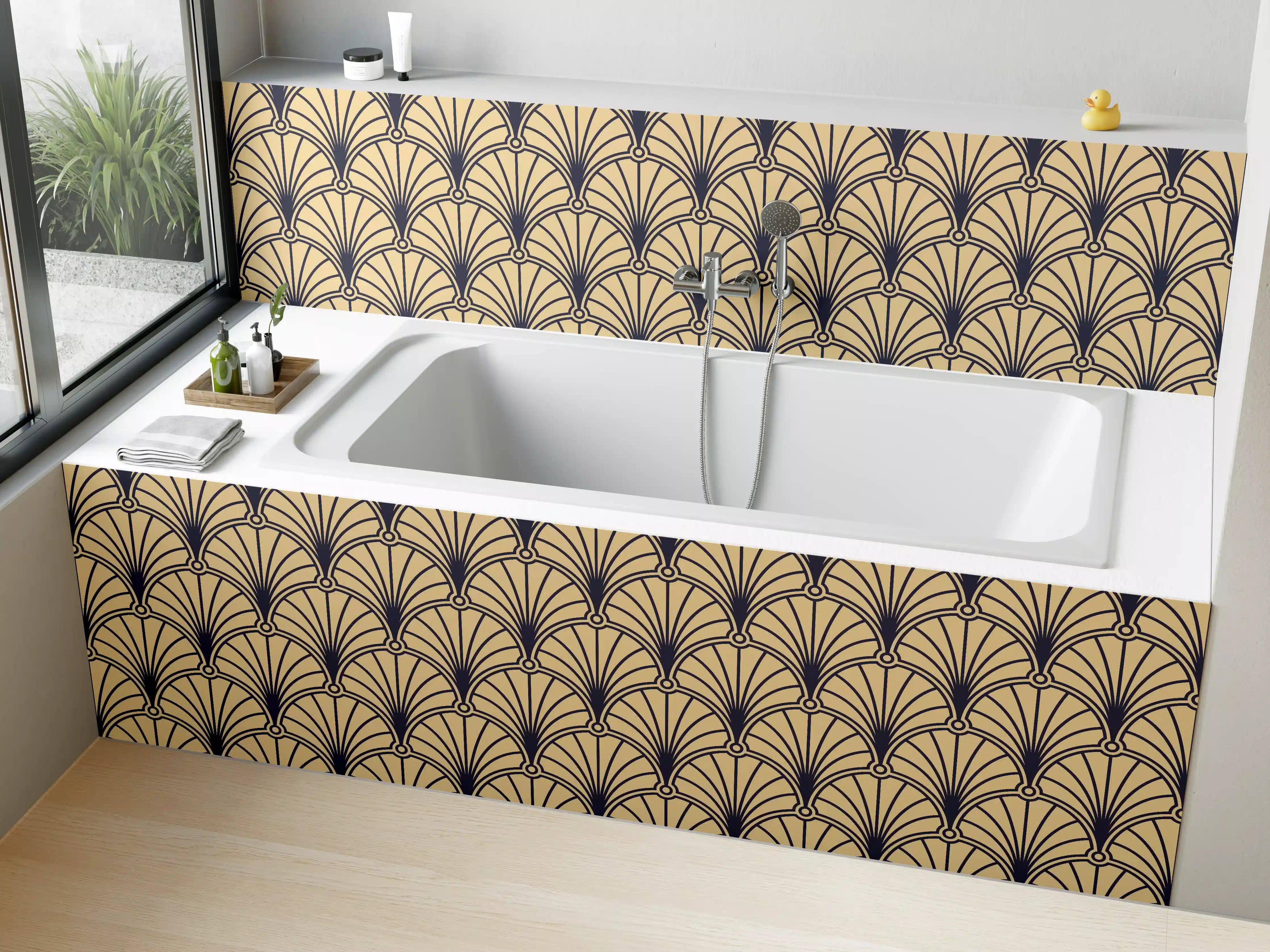 Badewannen-Rückwand - Goldenes Art-Deco-Muster