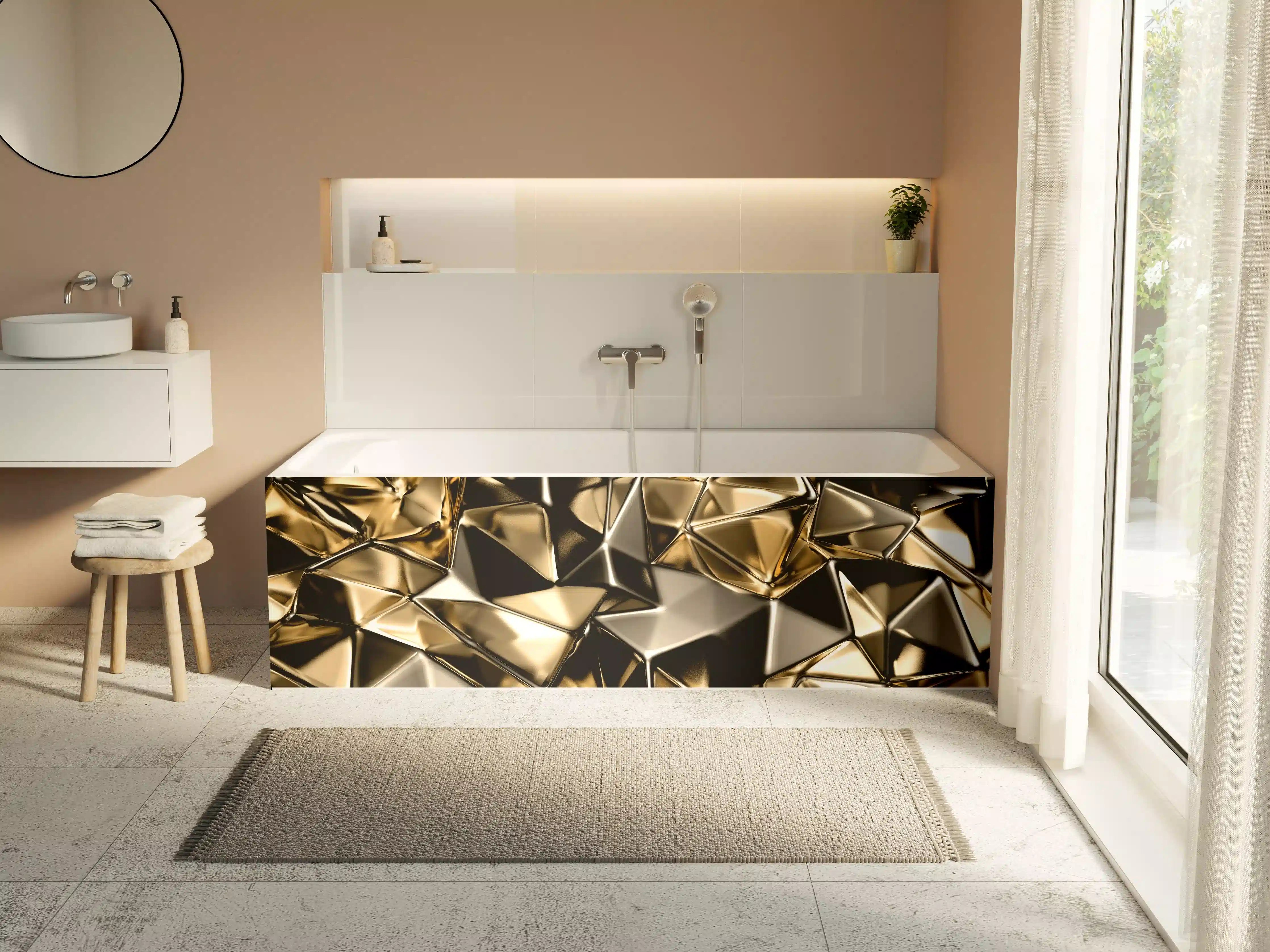Badewannen-Rückwand - Goldenes Dreieck-Kristall-Design