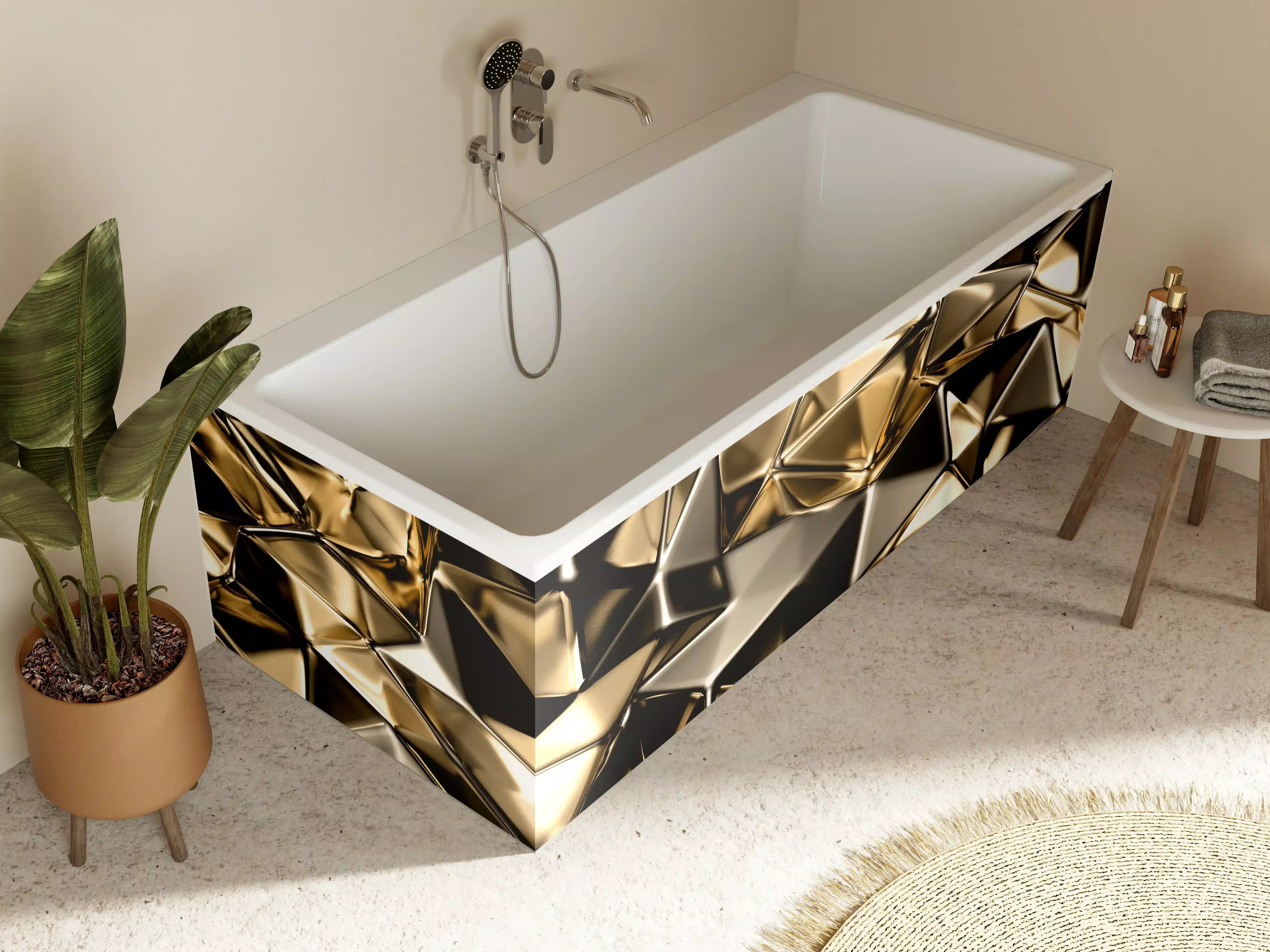 Badewannen-Rückwand - Goldenes Dreieck-Kristall-Design