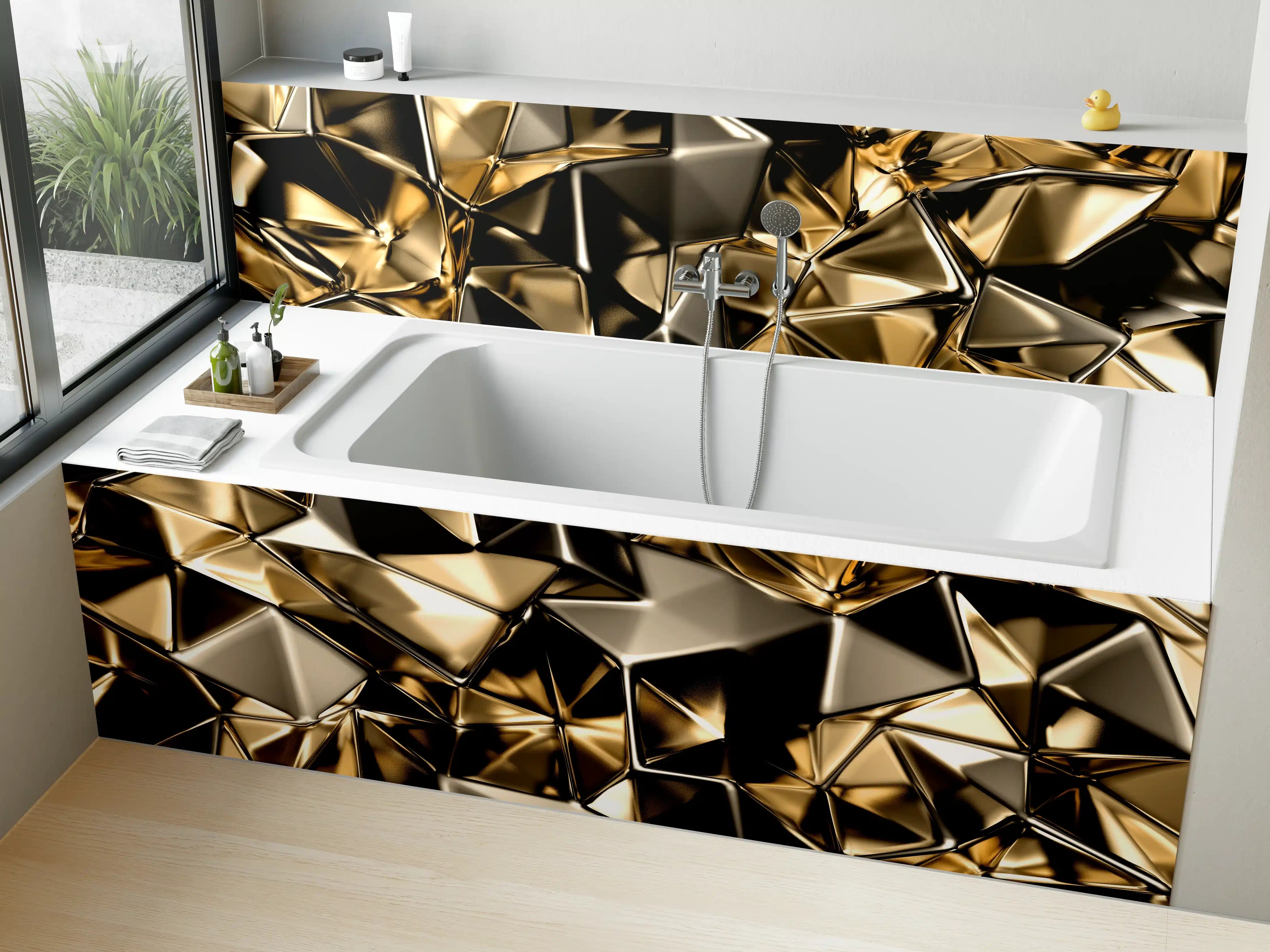 Badewannen-Rückwand - Goldenes Dreieck-Kristall-Design