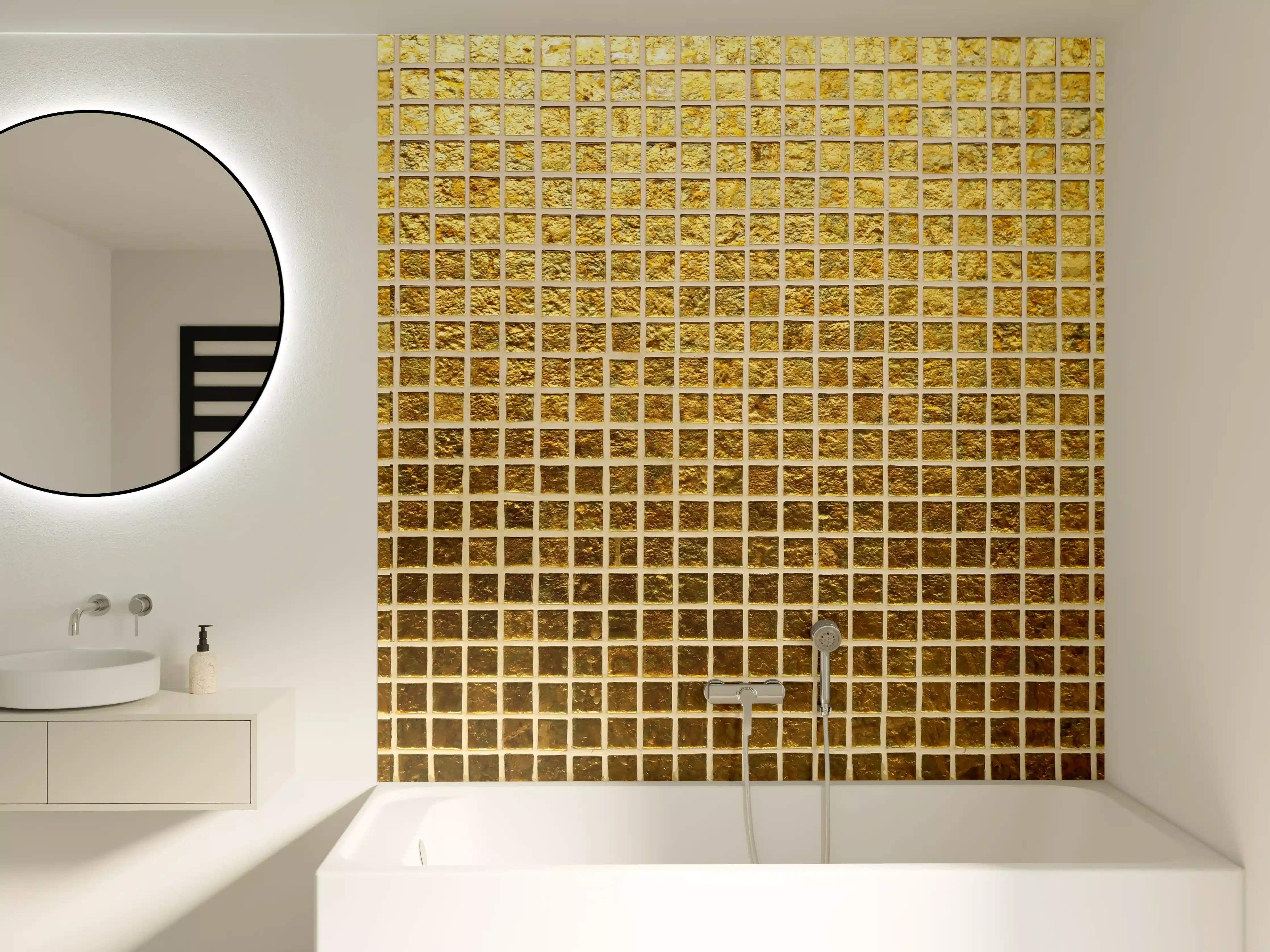 Badewannen-Rückwand - Goldenes Fliesenmuster