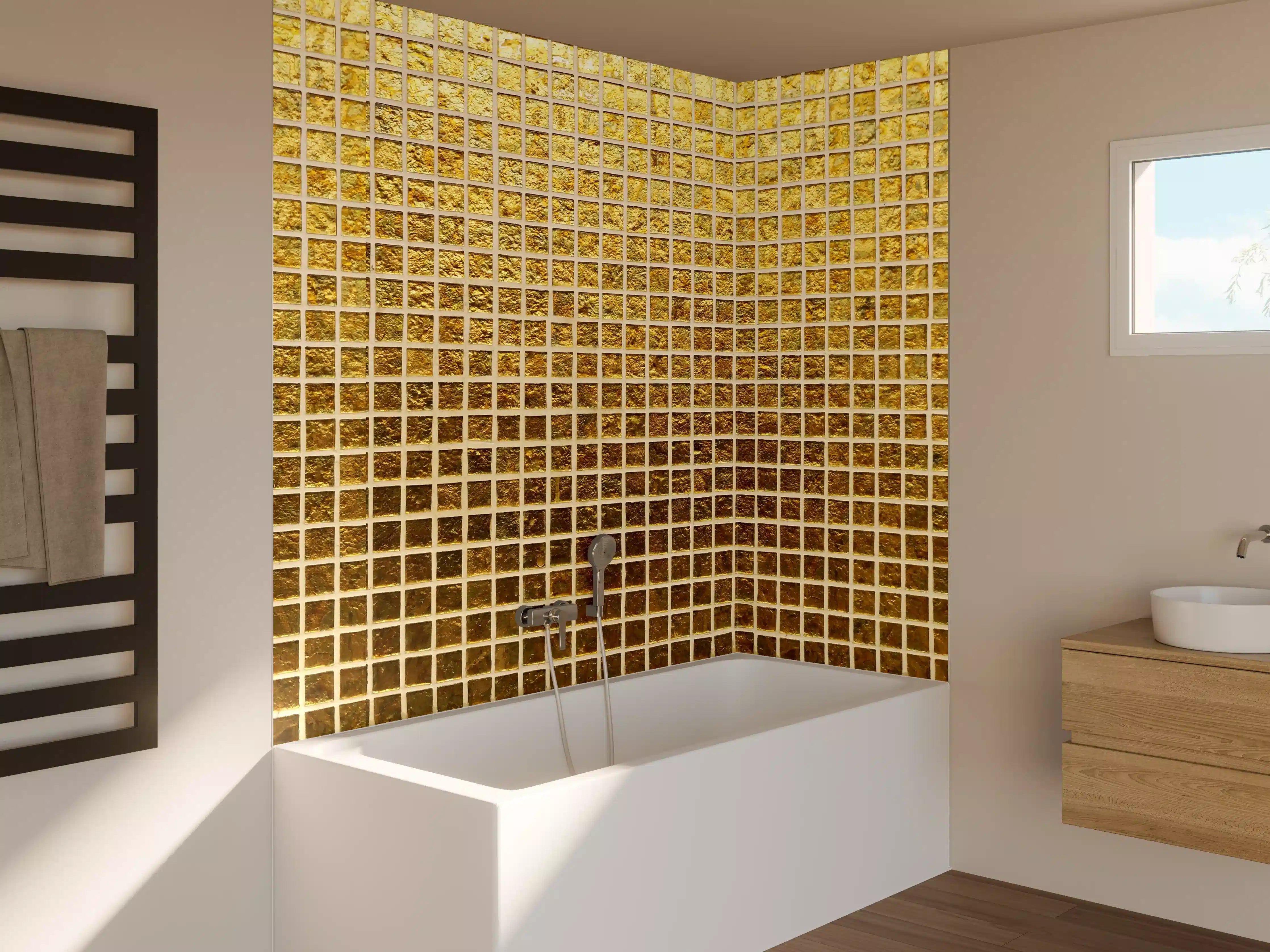 Badewannen-Rückwand - Goldenes Fliesenmuster