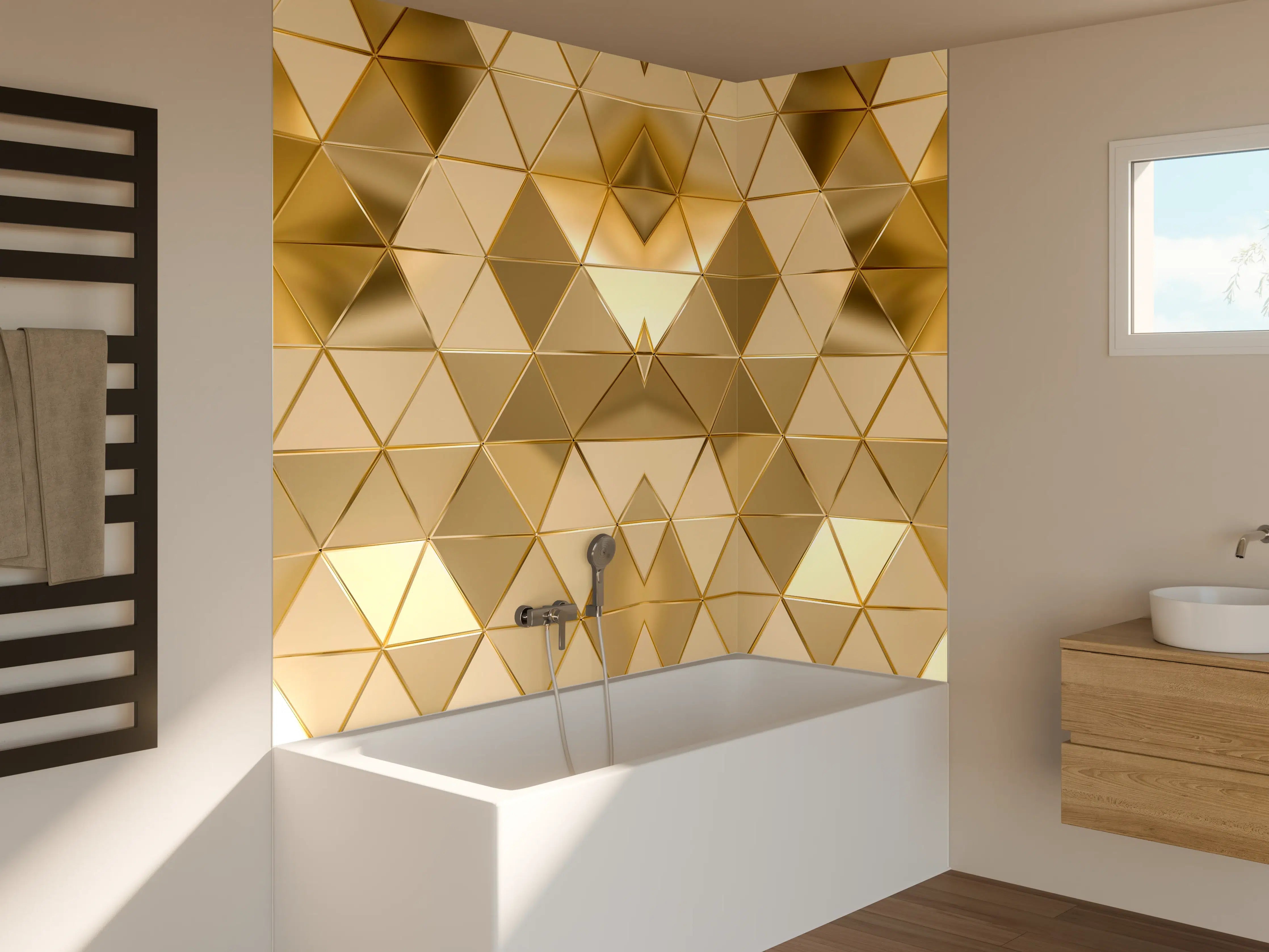 Badewannen-Rückwand - Goldenes Geometrie-Muster