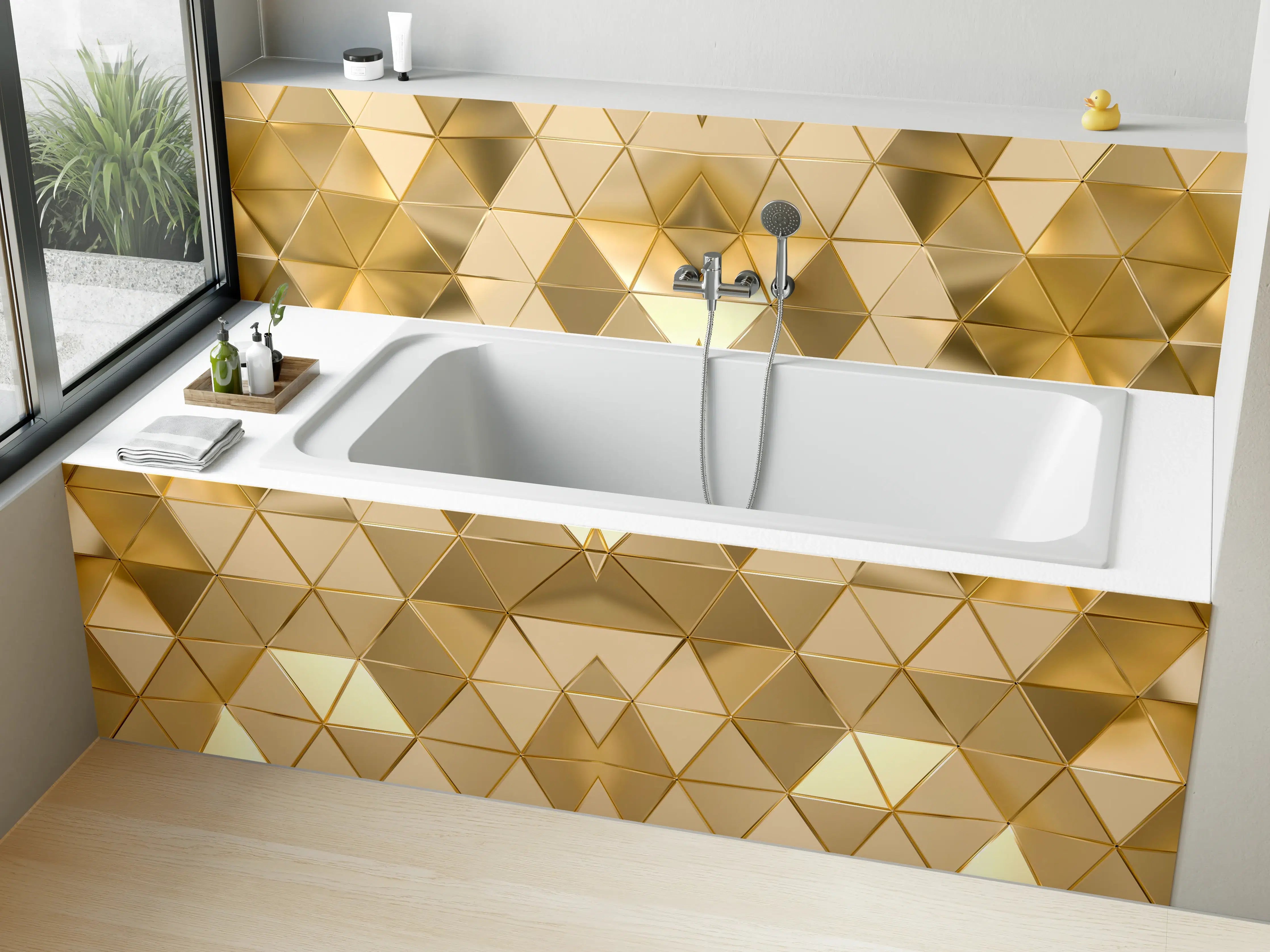 Badewannen-Rückwand - Goldenes Geometrie-Muster