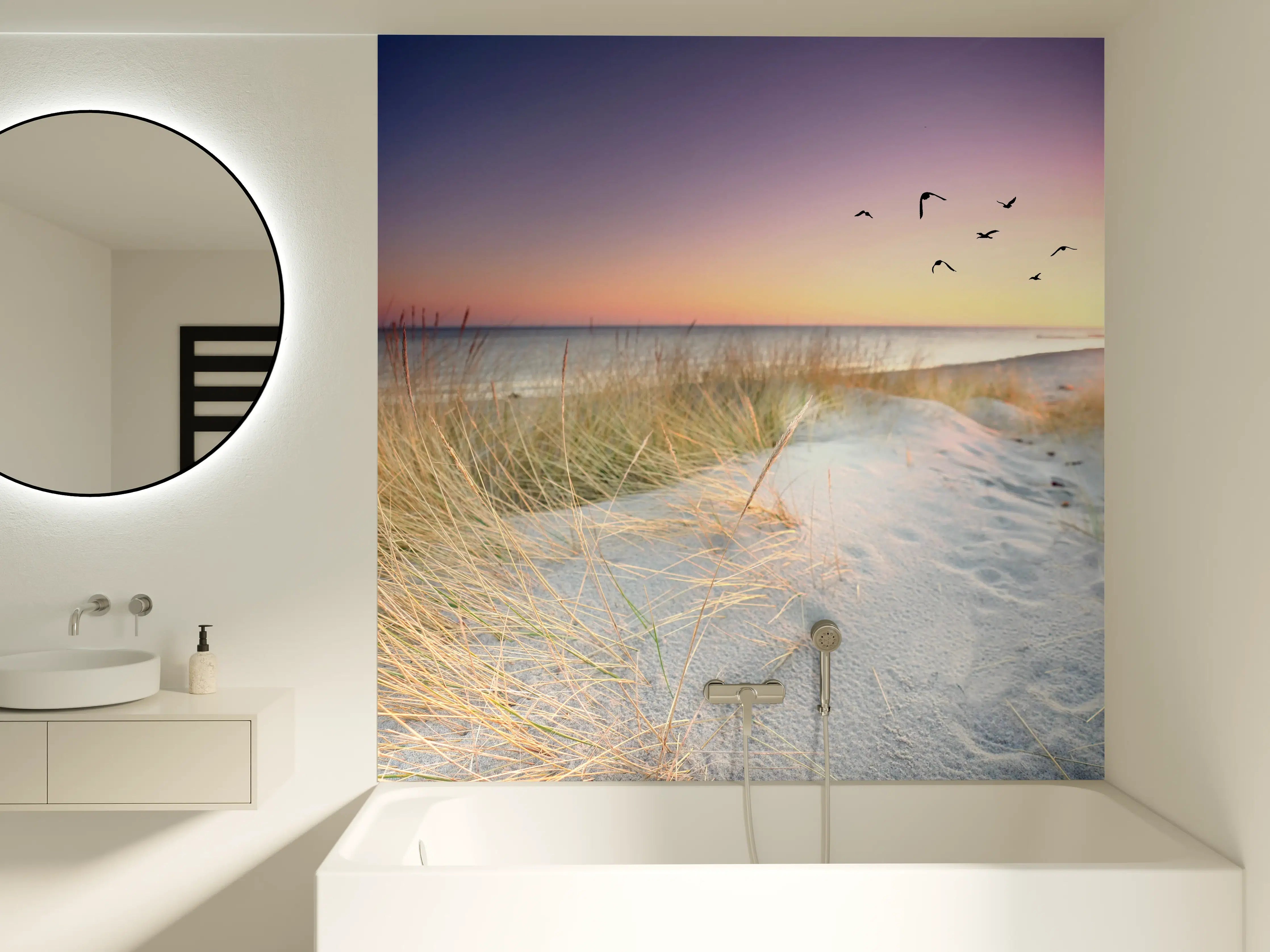 Badewannen-Rückwand - Goldenes Sonnenlicht an der Ostsee