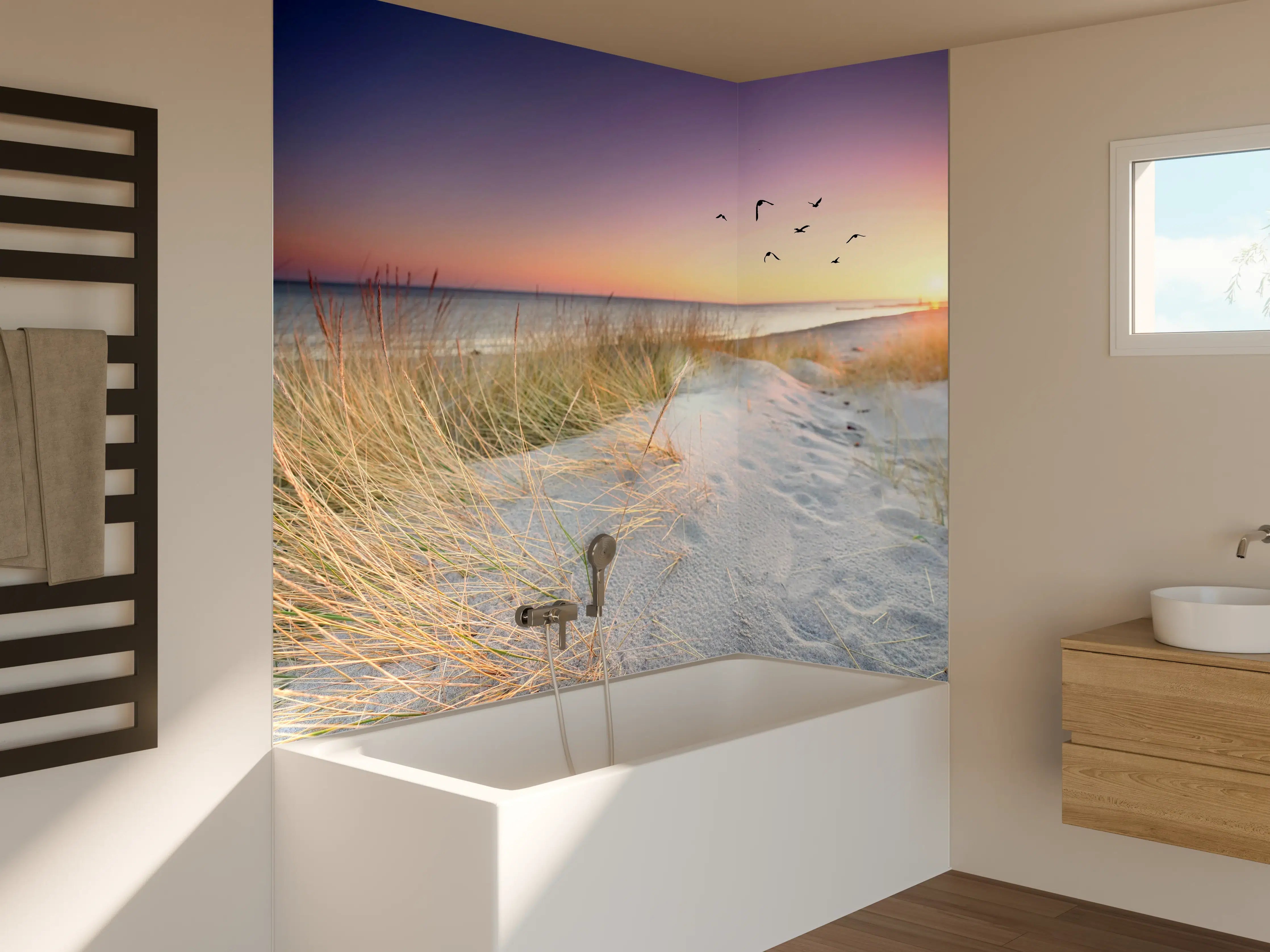 Badewannen-Rückwand - Goldenes Sonnenlicht an der Ostsee