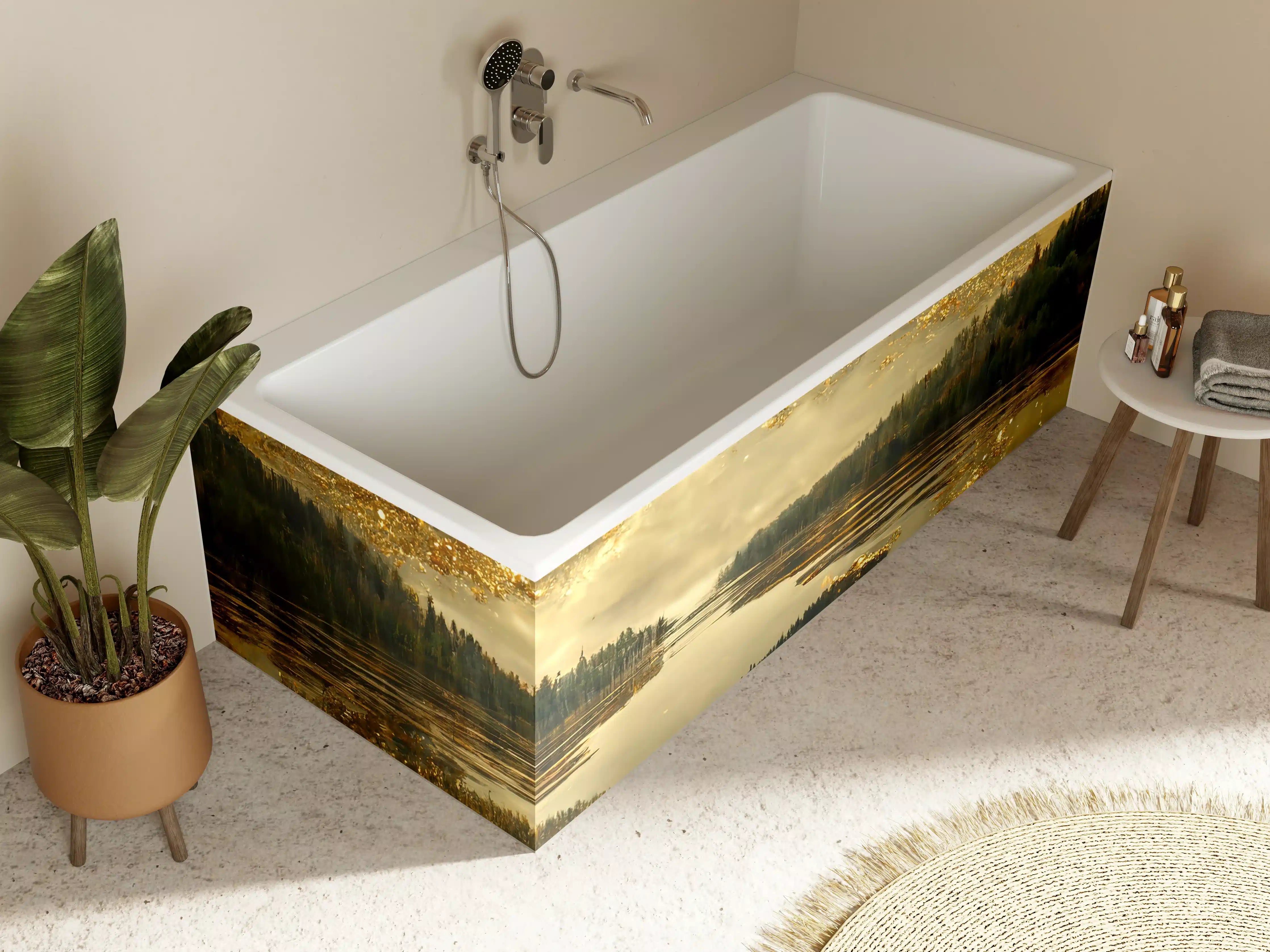 Badewannen-Rückwand - Goldstaub über Fluss