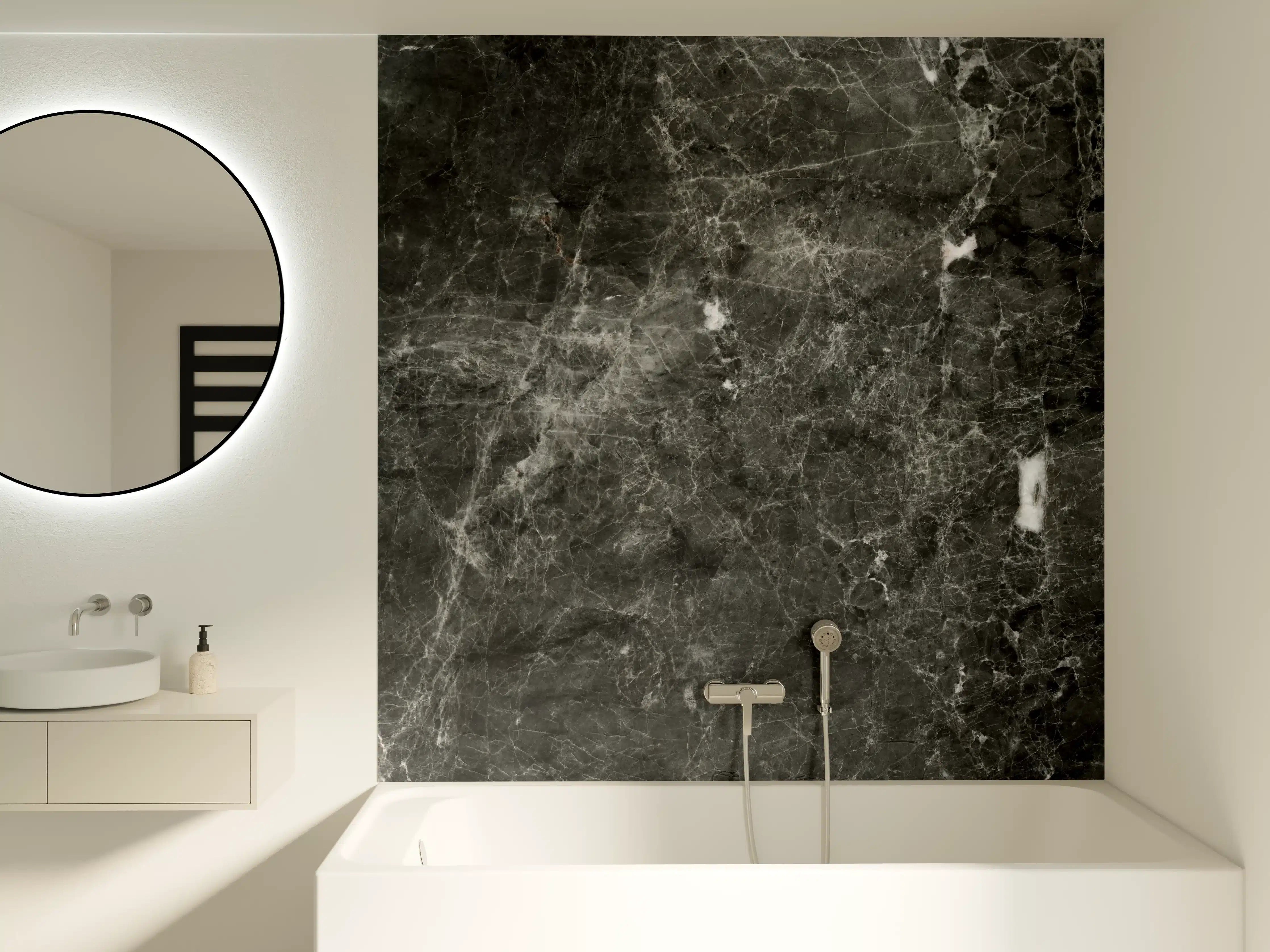 Badewannen-Rückwand - Gräuliche Marmor Oberfläche