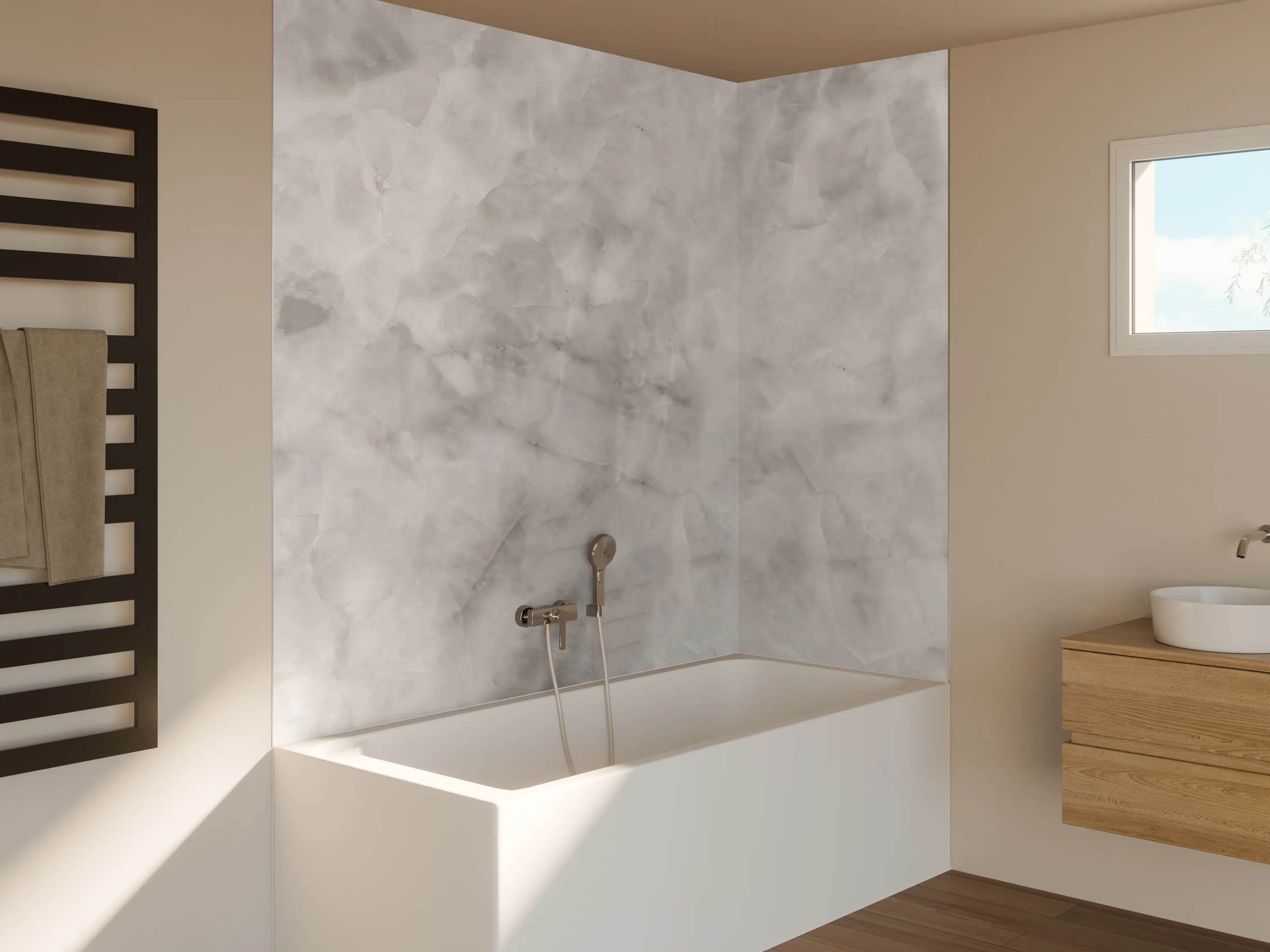 Badewannen-Rückwand - Gräuliche Marmor Textur