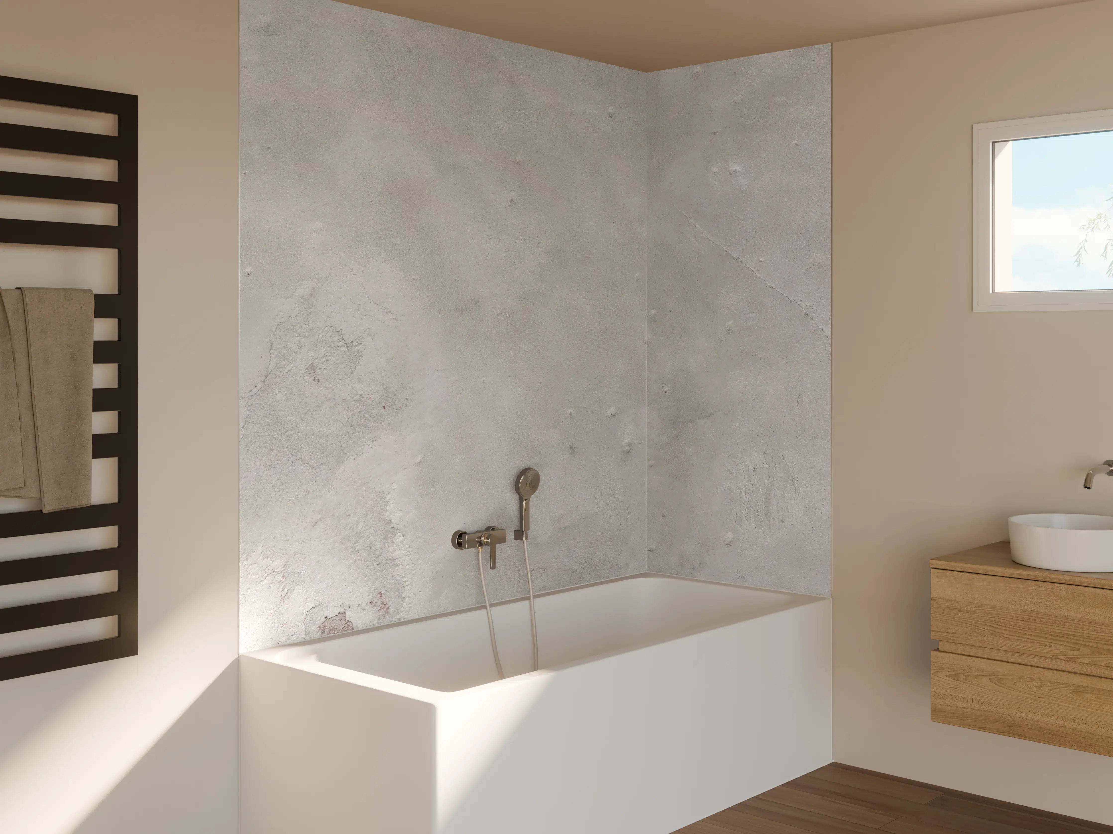 Badewannen-Rückwand - Gräuliche Naturstein Textur