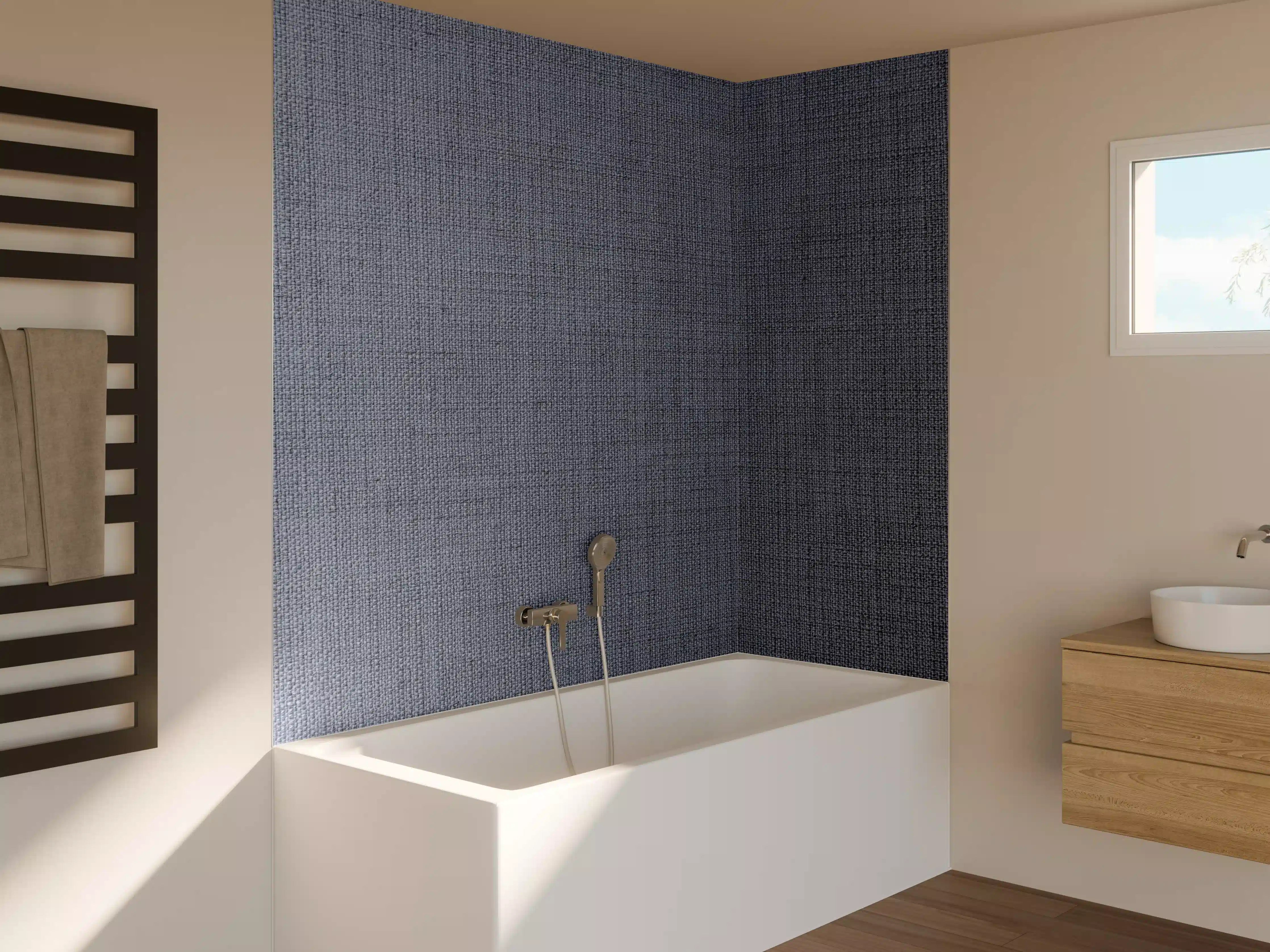 Badewannen-Rückwand - Gräulicher gewebter Stoff