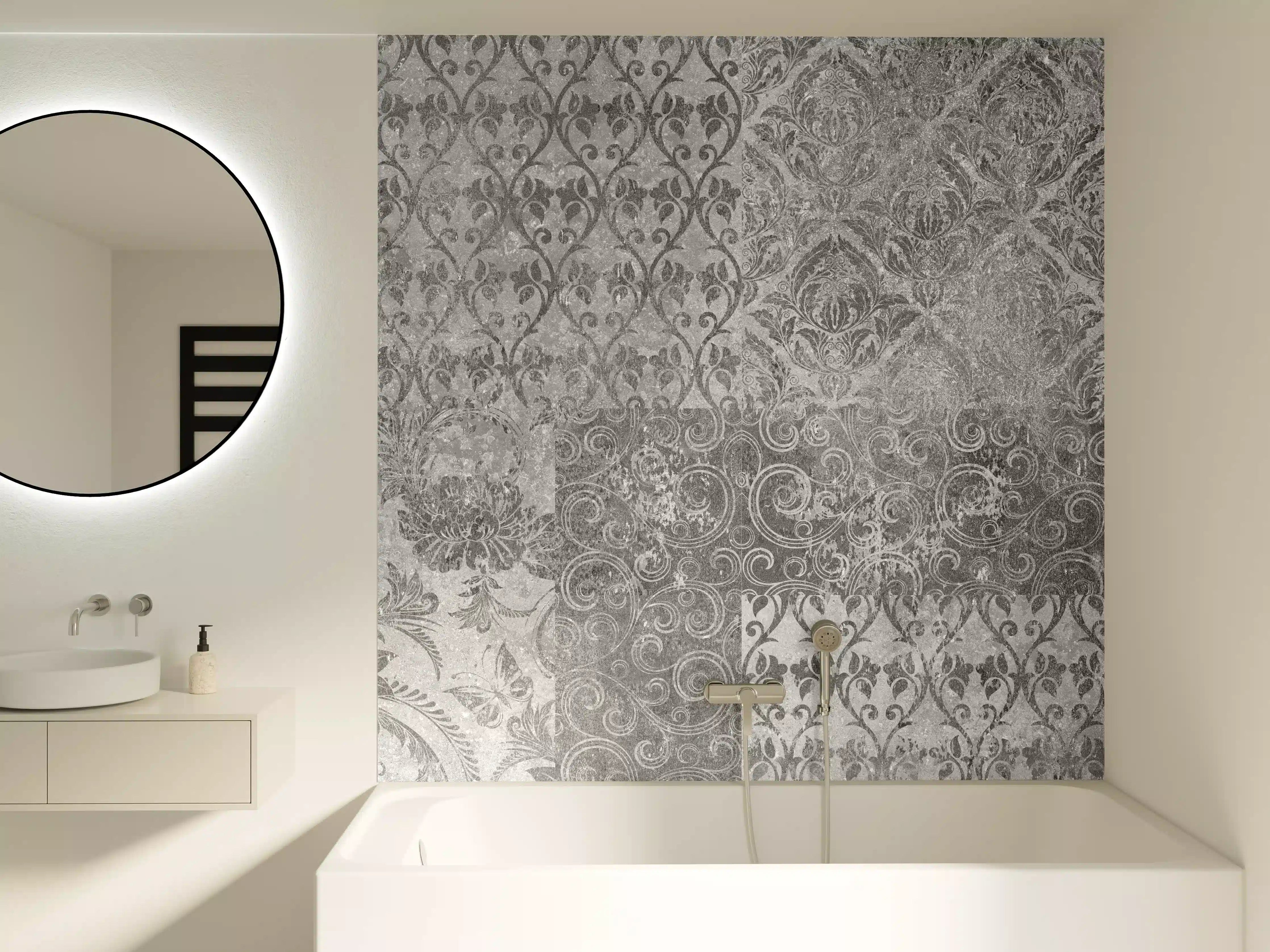 Badewannen-Rückwand - Gräuliches Mosaik Muster
