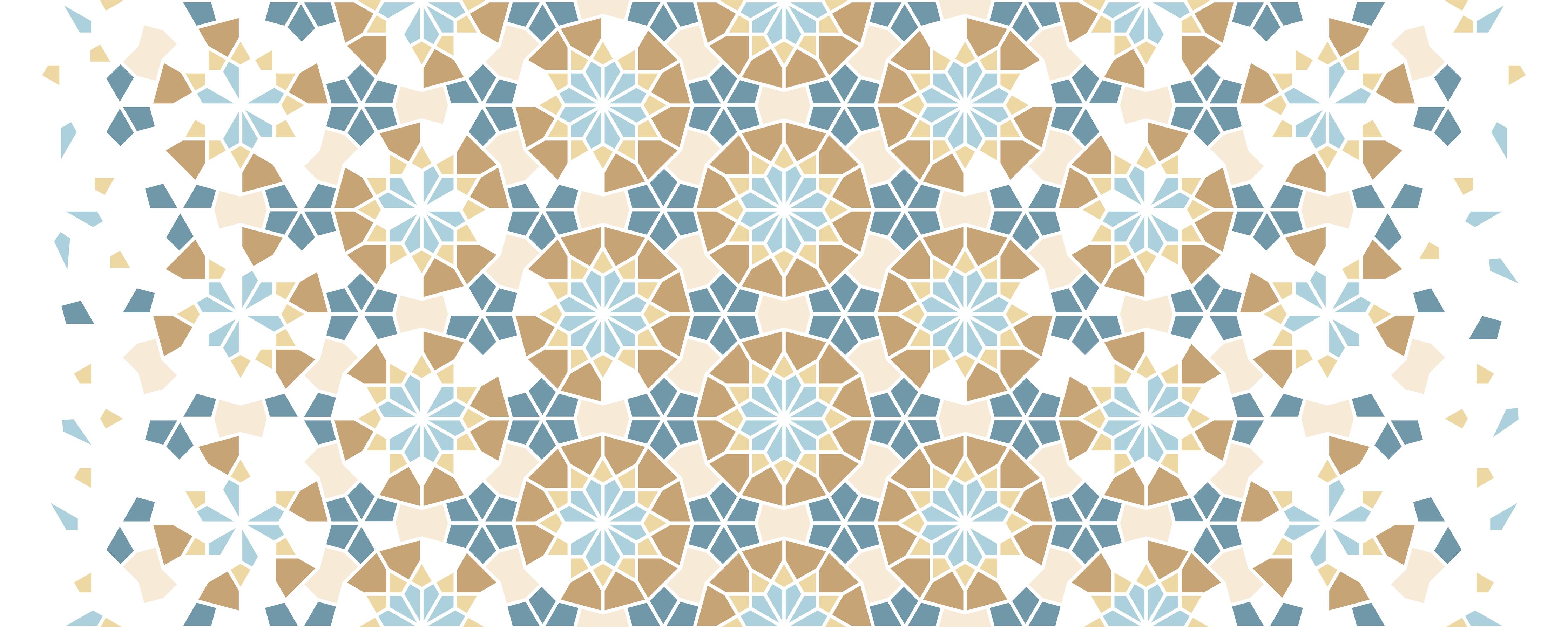 Badewannen-Rückwand-Grafisches Blau Beige Muster