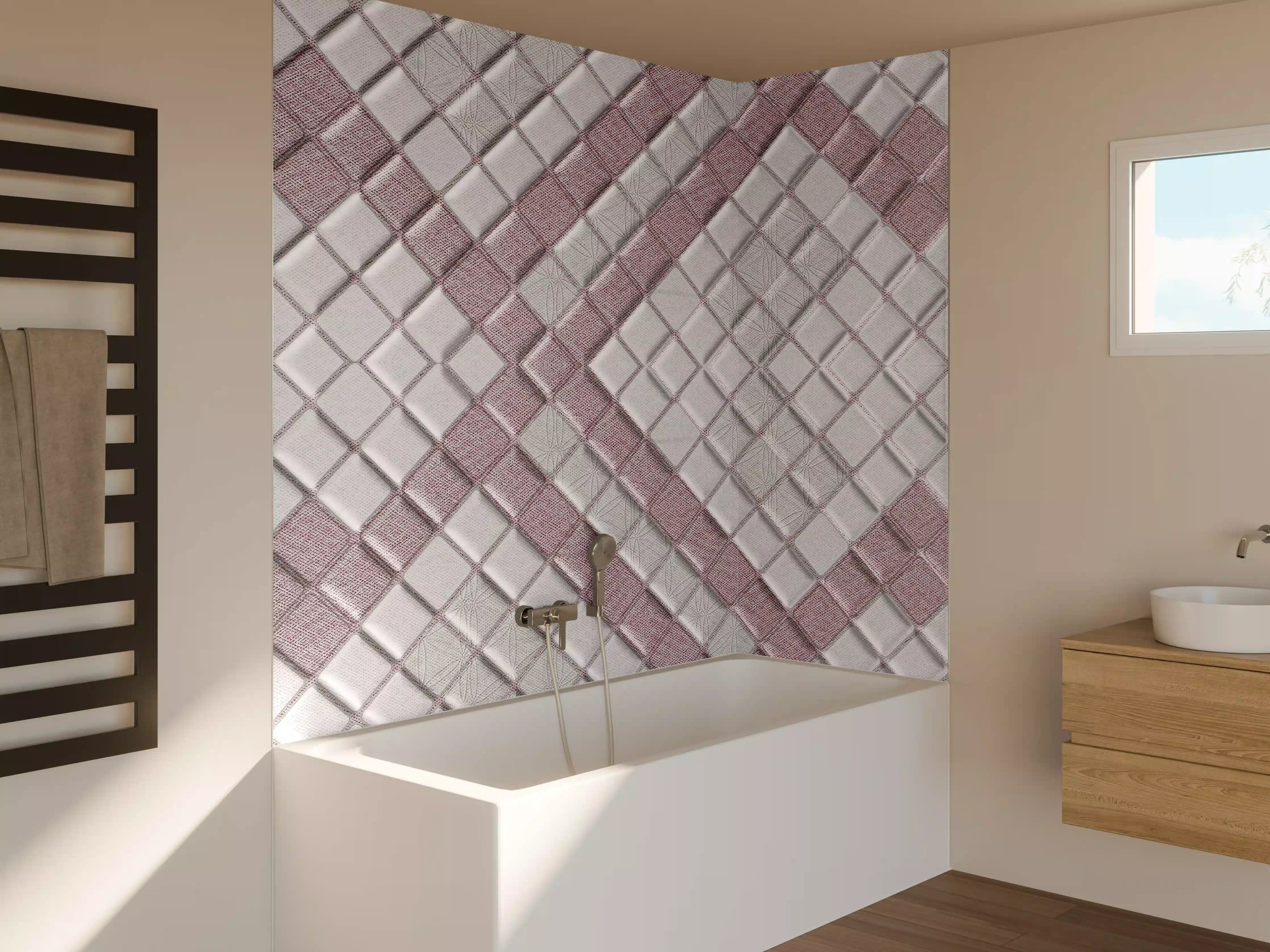 Badewannen-Rückwand - Grau-Weißes Geometrisches Design