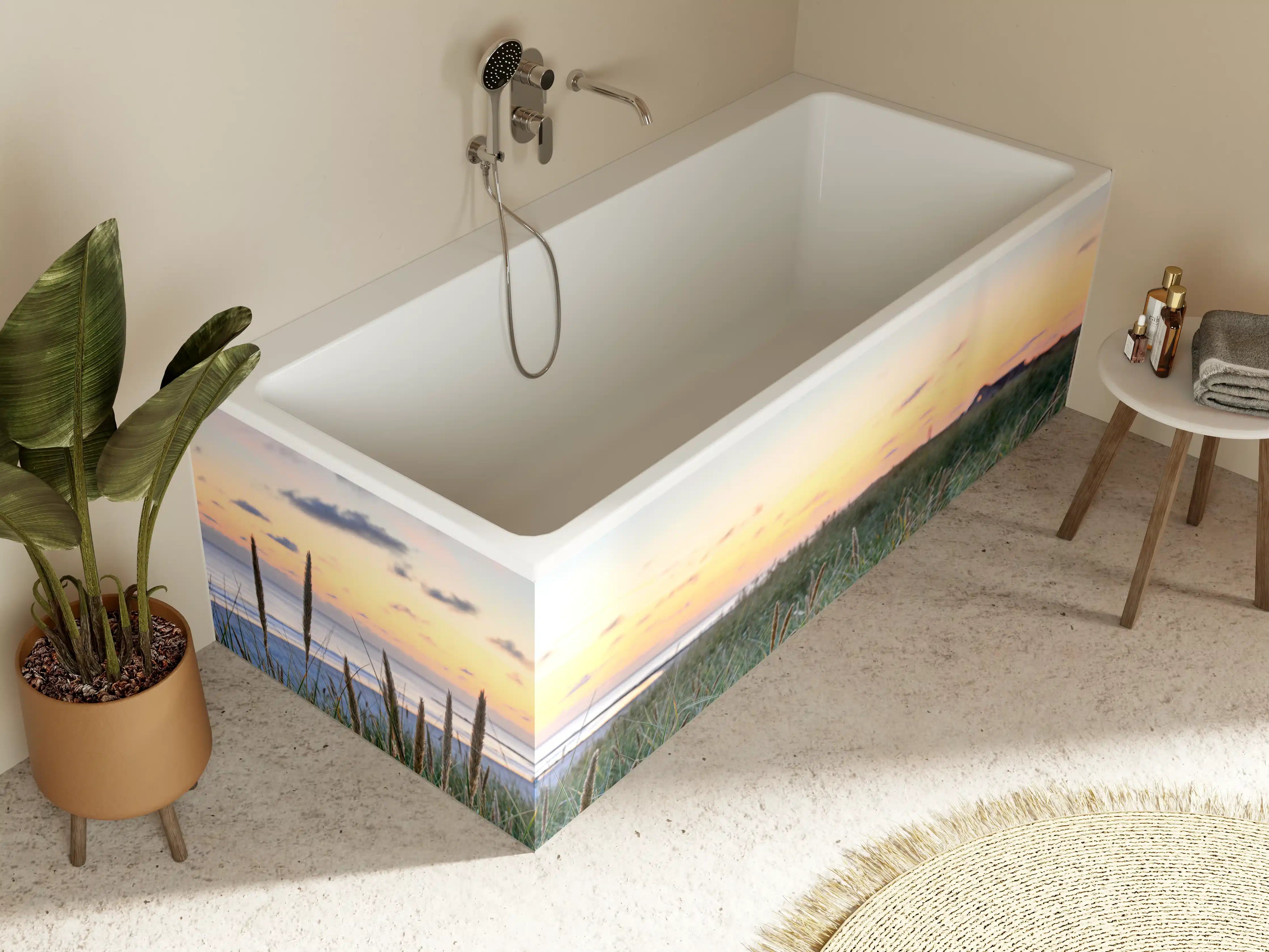 Badewannen-Rückwand - Graue Abendstimmung am Meer