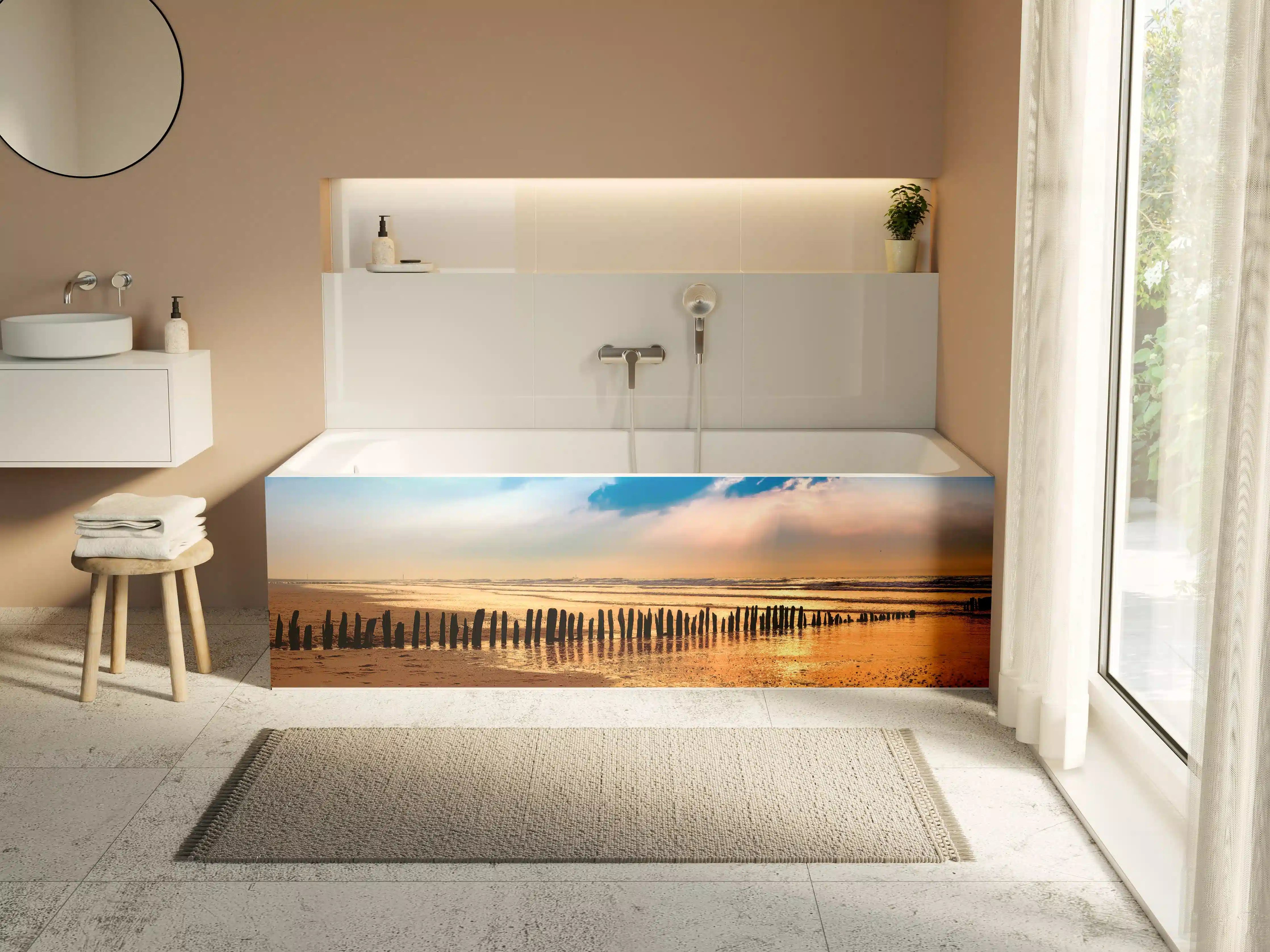 Badewannen-Rückwand - Graue Einsamkeit am Abend