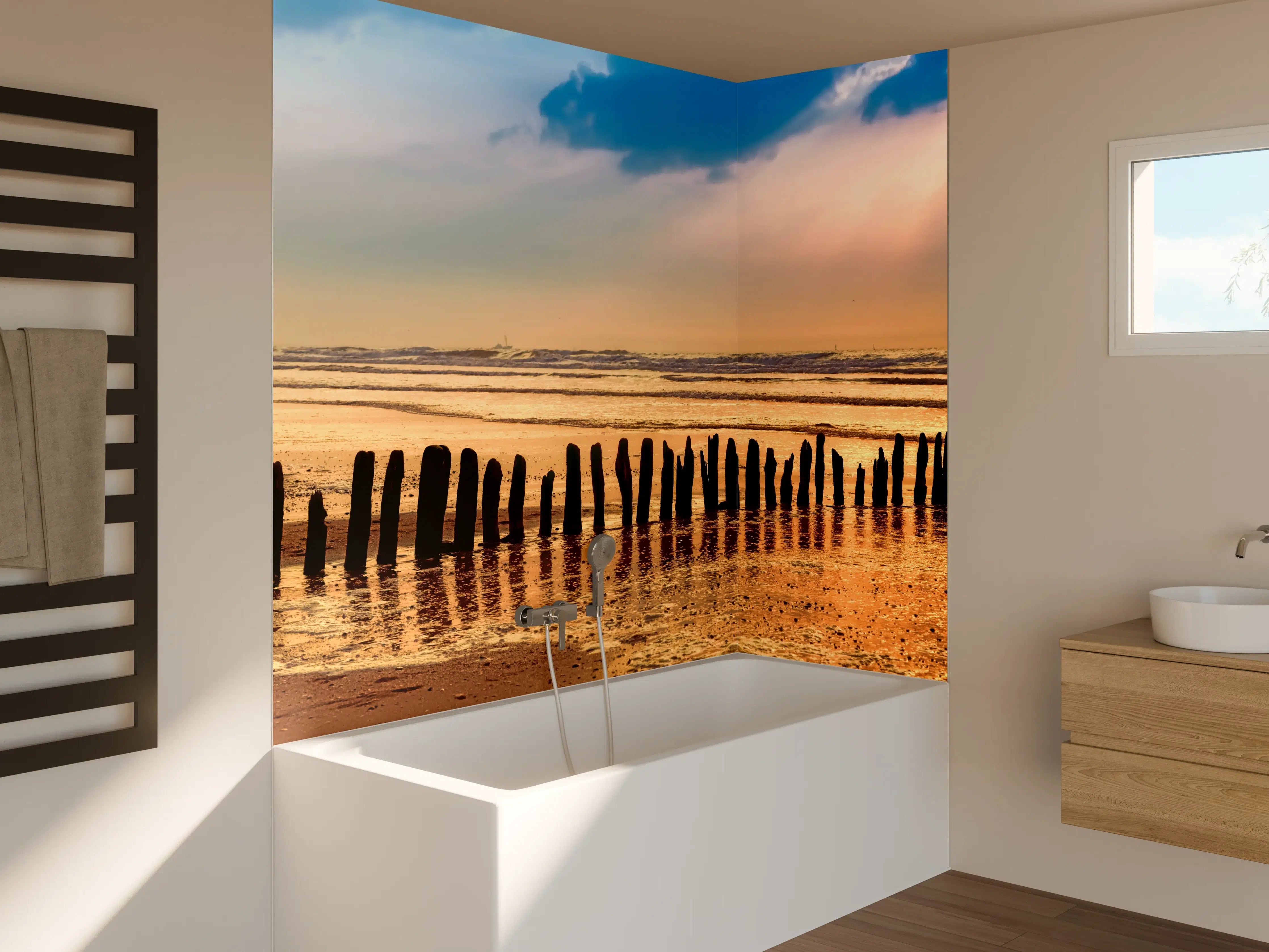 Badewannen-Rückwand - Graue Einsamkeit am Abend