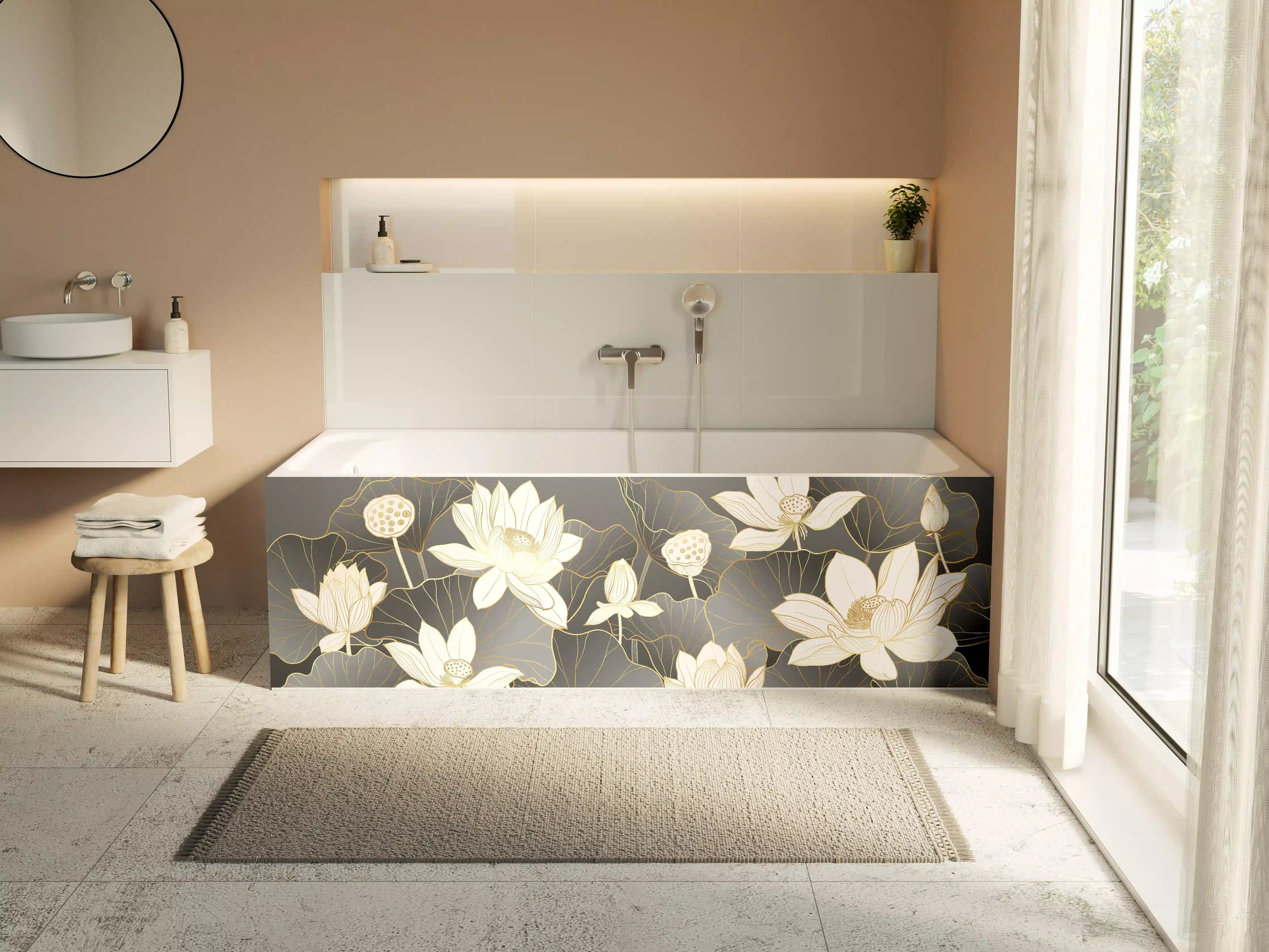 Badewannen-Rückwand - Graue Lotus im Schatten