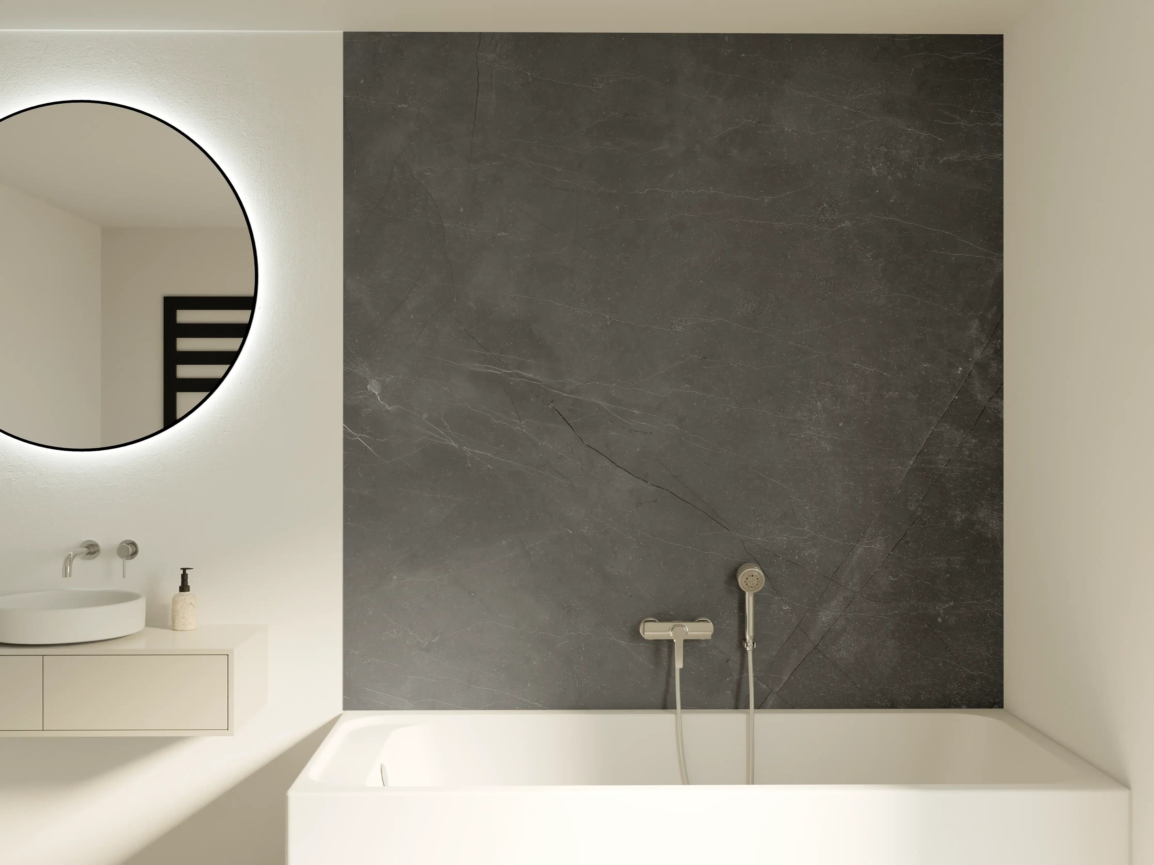 Badewannen-Rückwand - Graue Marmor Textur mit Adern