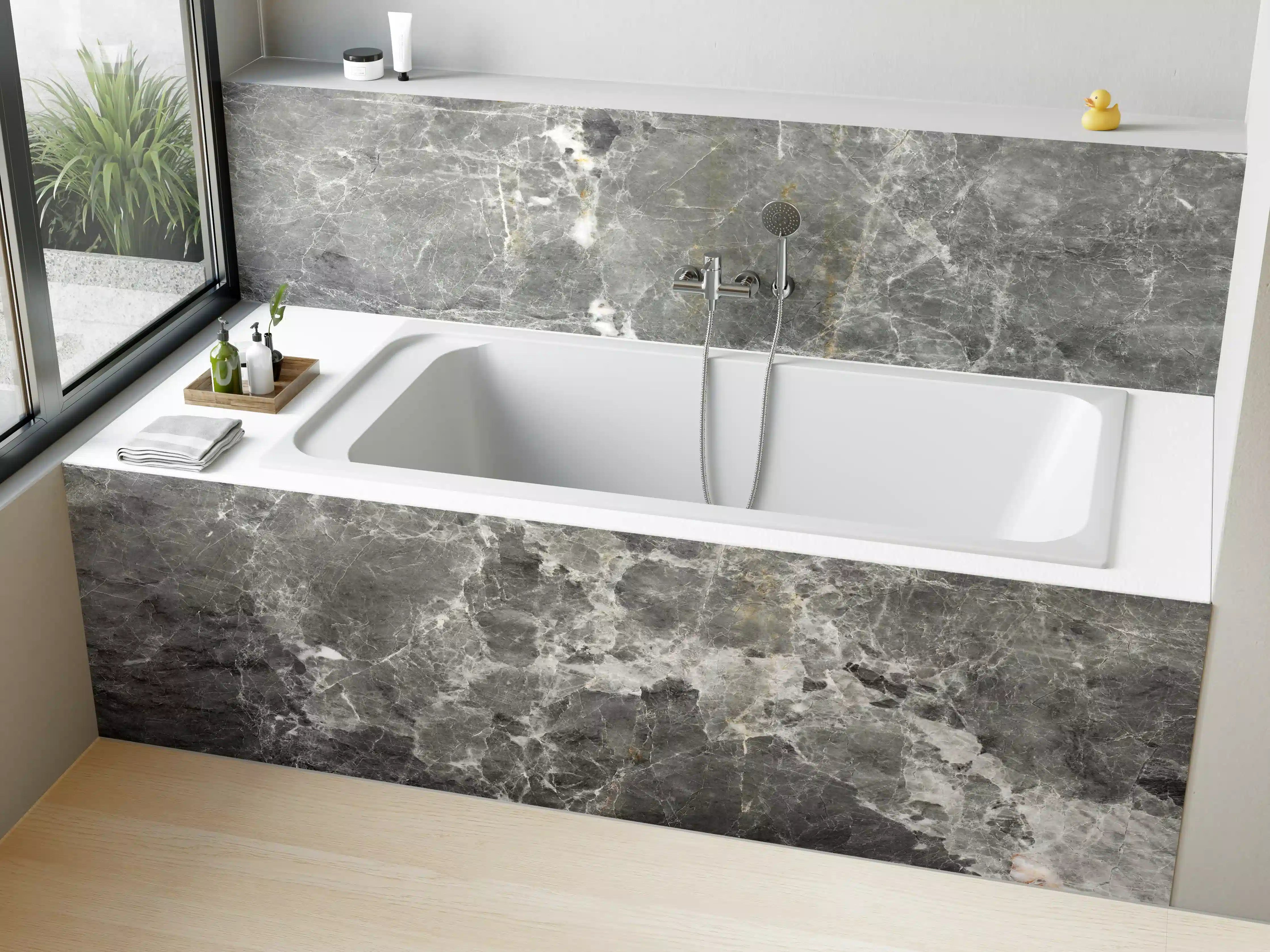 Badewannen-Rückwand - Graue Marmorstein Textur