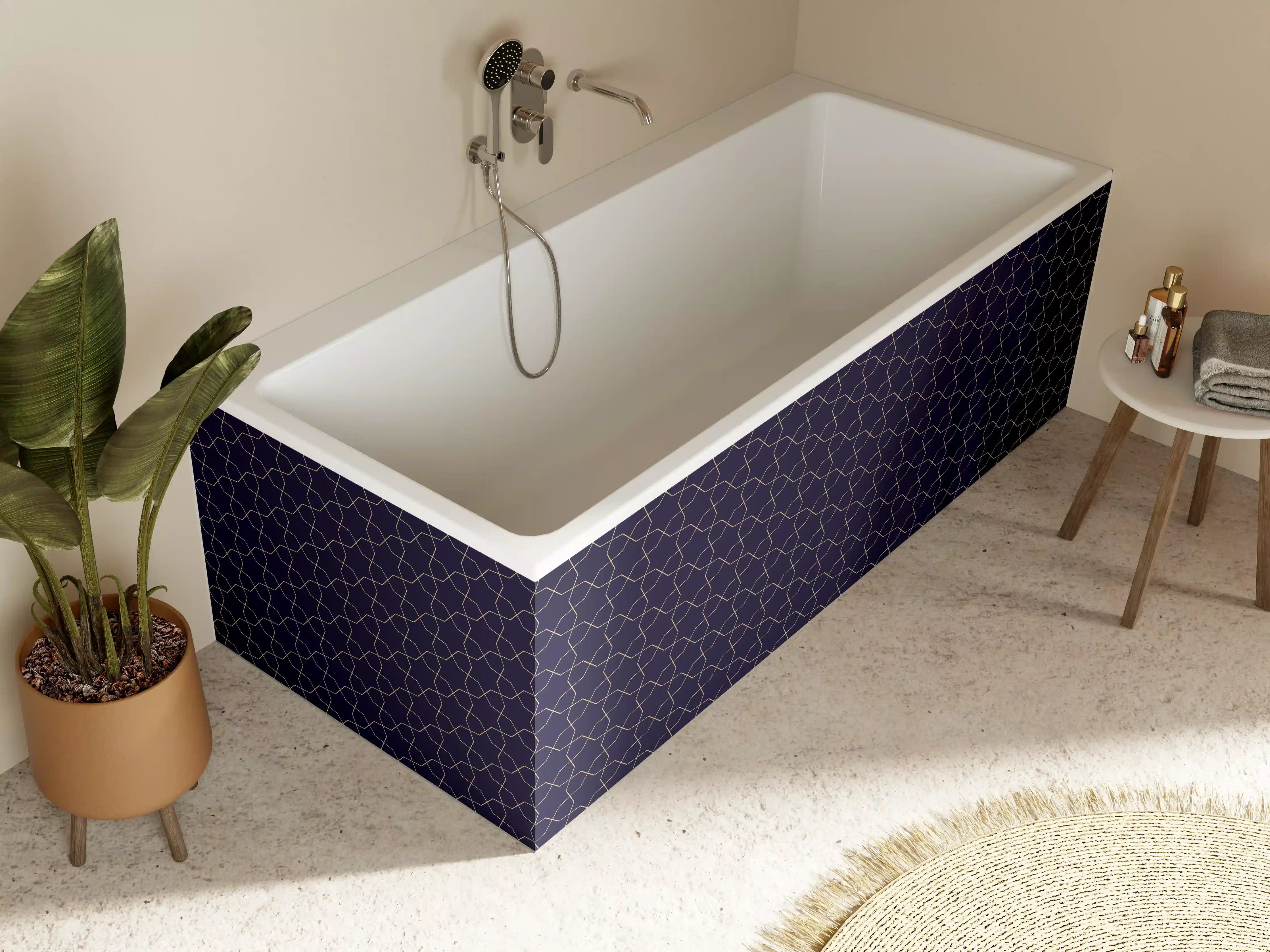 Badewannen-Rückwand - Graue Schatten in weißen Formen