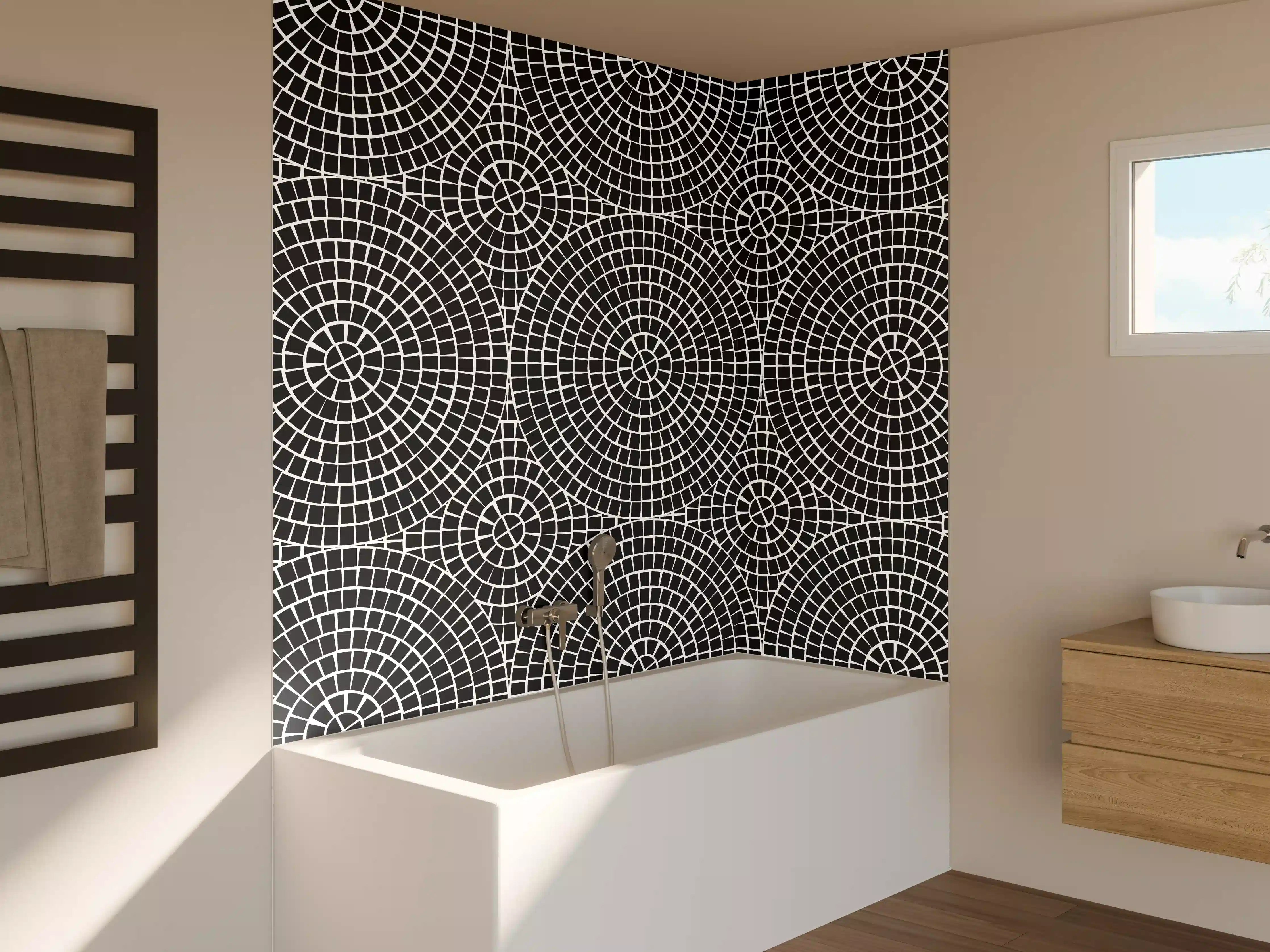 Badewannen-Rückwand - Graue Schatten: Schwarz-Weiß-Designs
