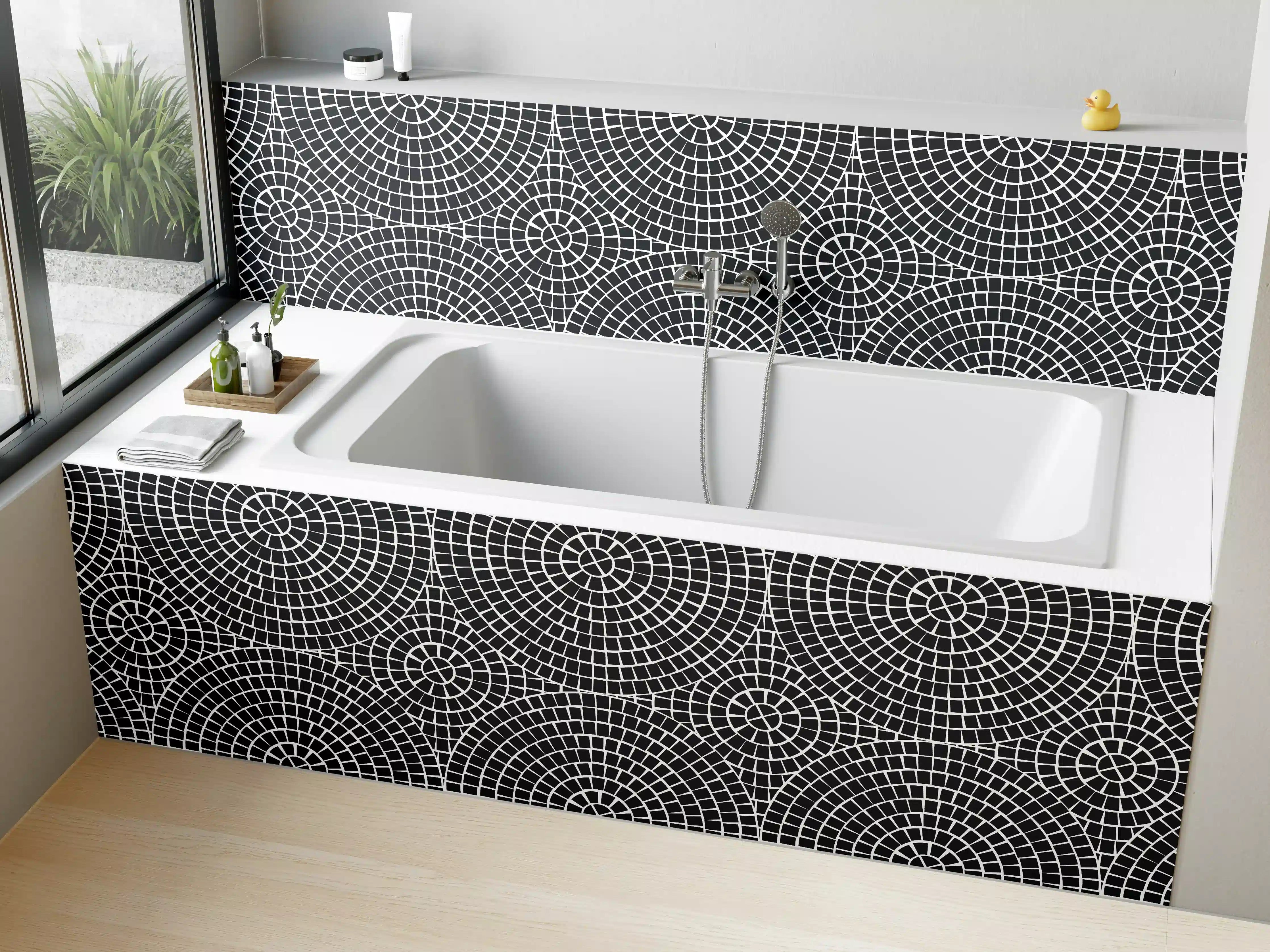 Badewannen-Rückwand - Graue Schatten: Schwarz-Weiß-Designs