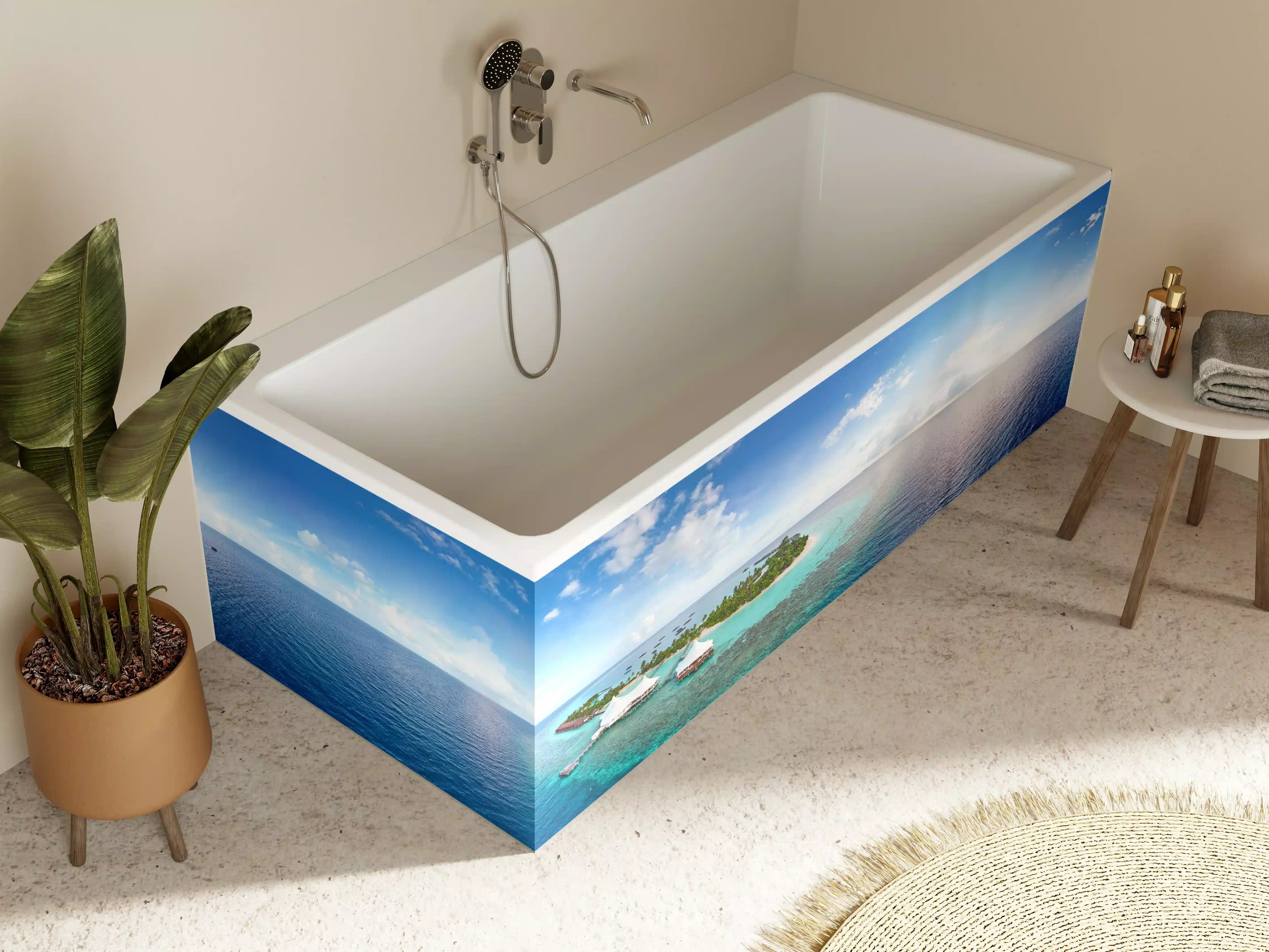 Badewannen-Rückwand - Graue Träume auf weißen Inseln