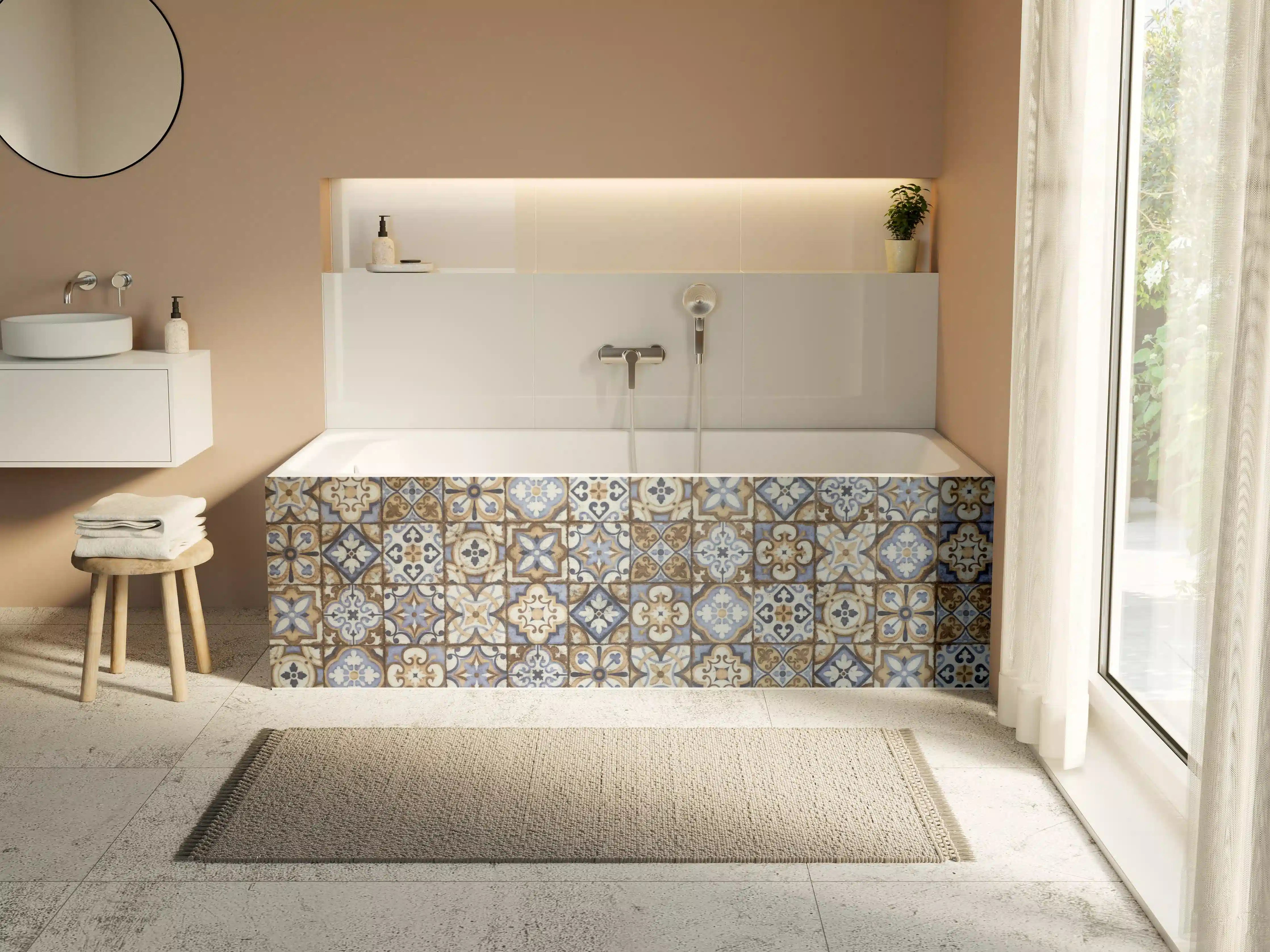 Badewannen-Rückwand - Graue Vintage Fliesendesigns