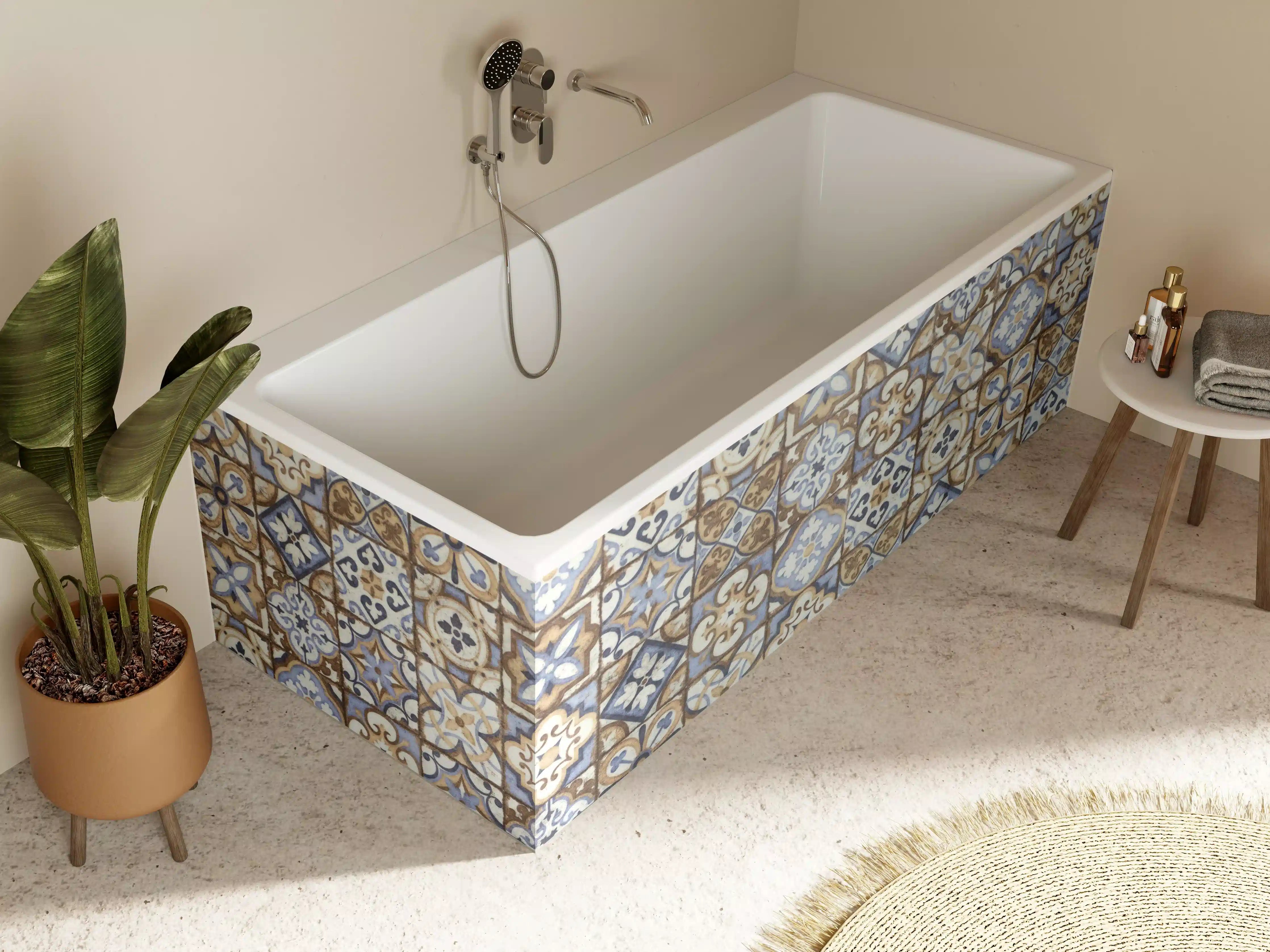 Badewannen-Rückwand - Graue Vintage Fliesendesigns