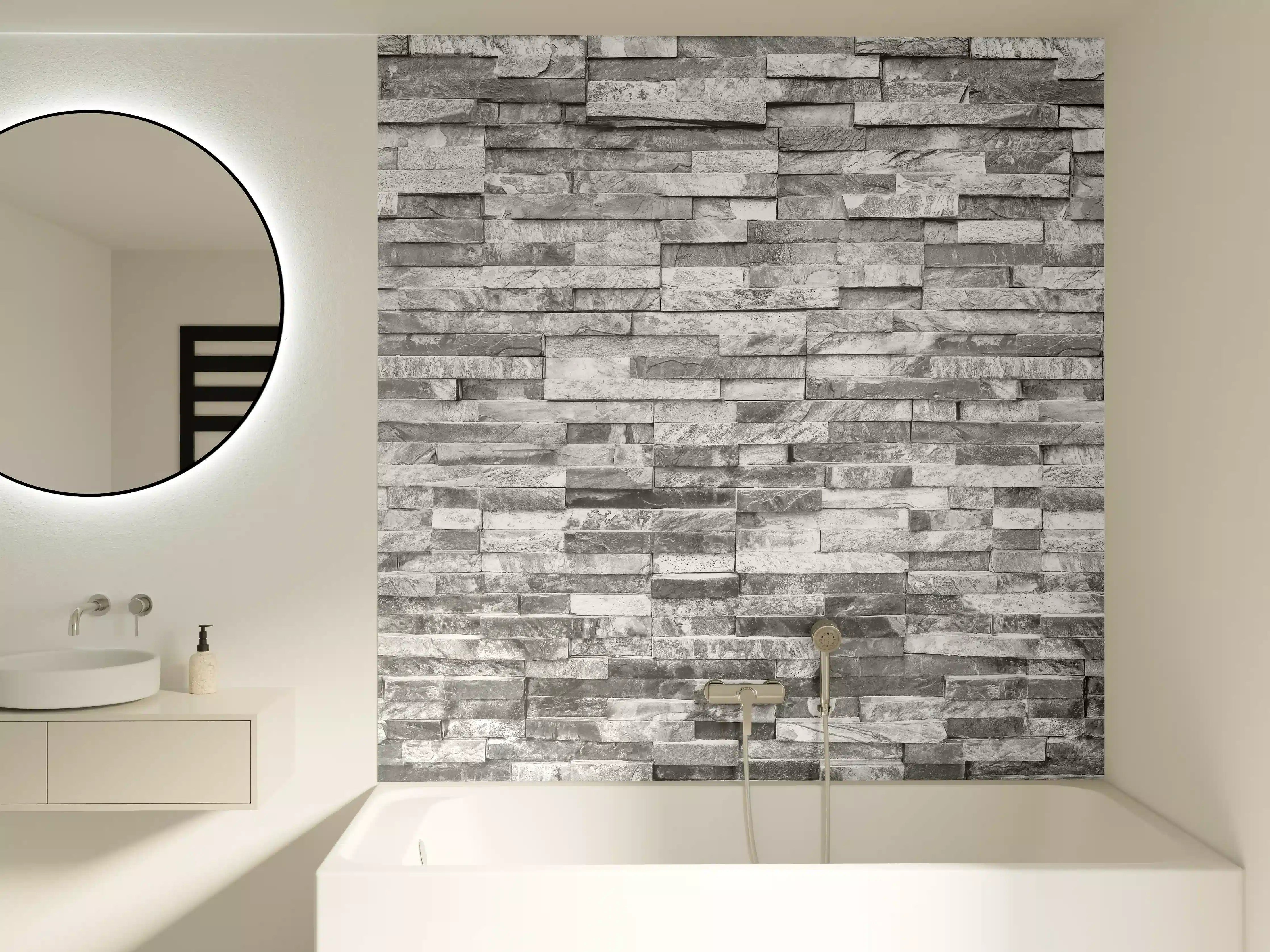 Badewannen-Rückwand - Graue moderne Ziegelwand