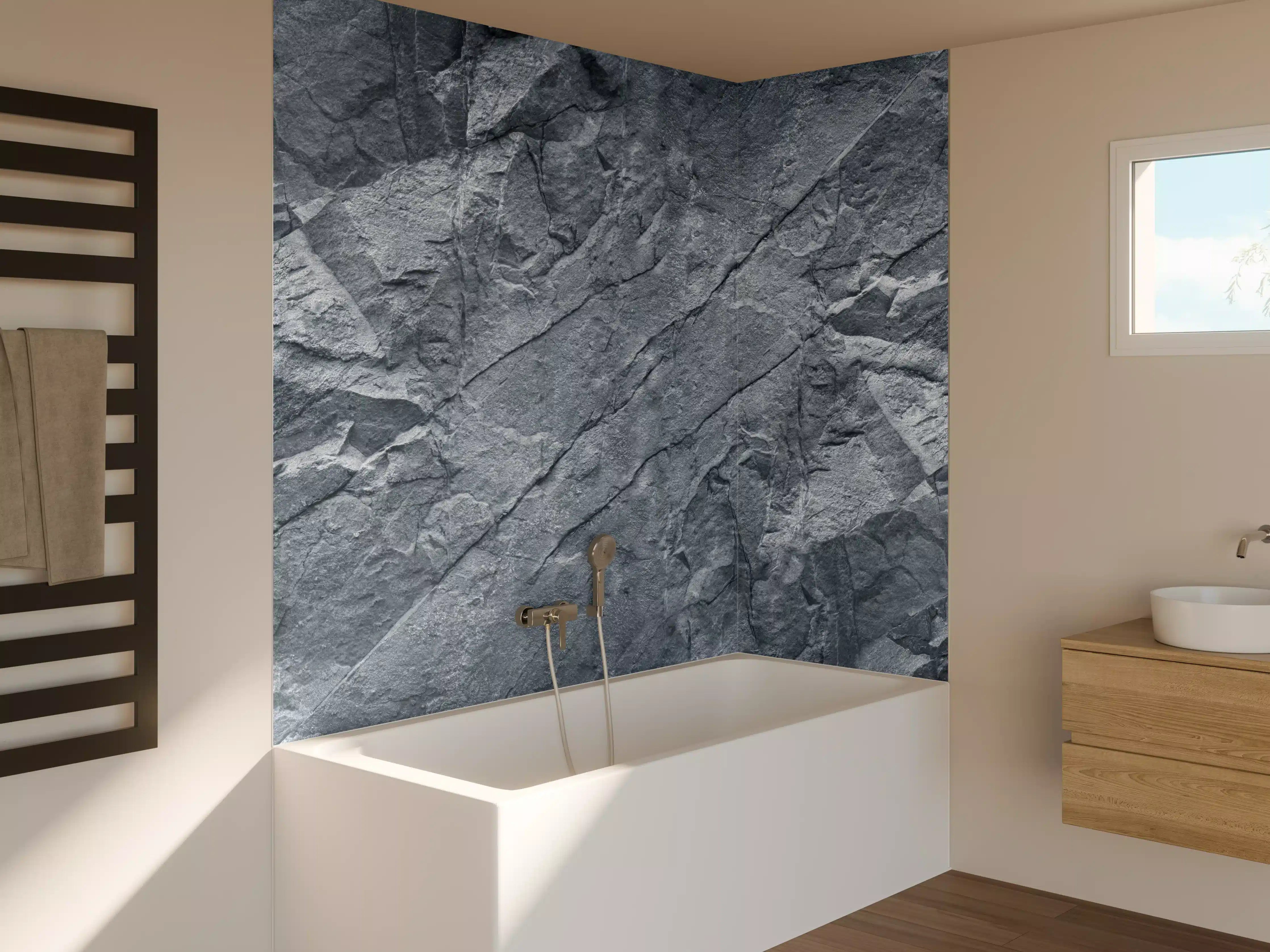 Badewannen-Rückwand - Grauer Fels