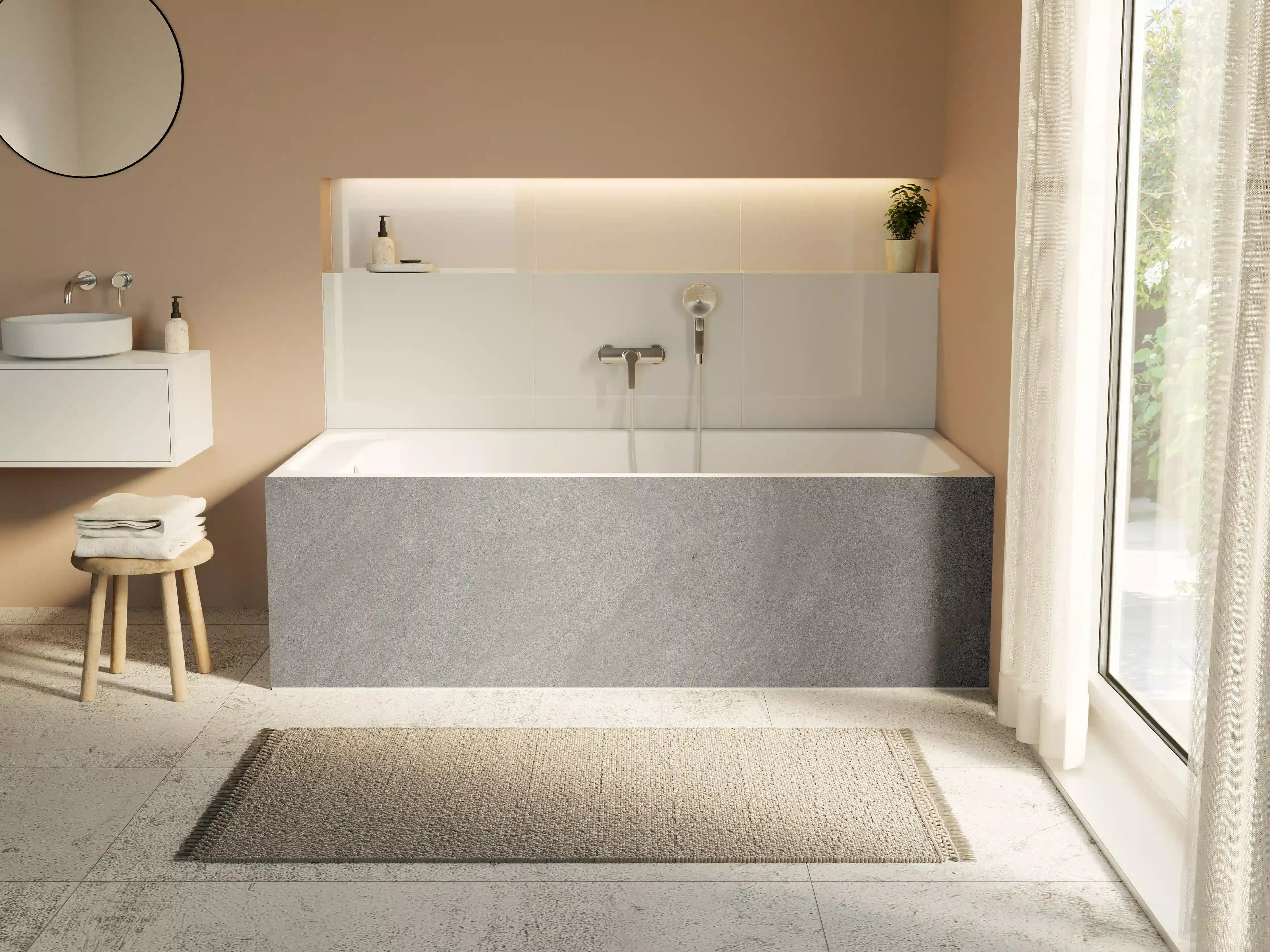 Badewannen-Rückwand - Grauer krauser Marmor