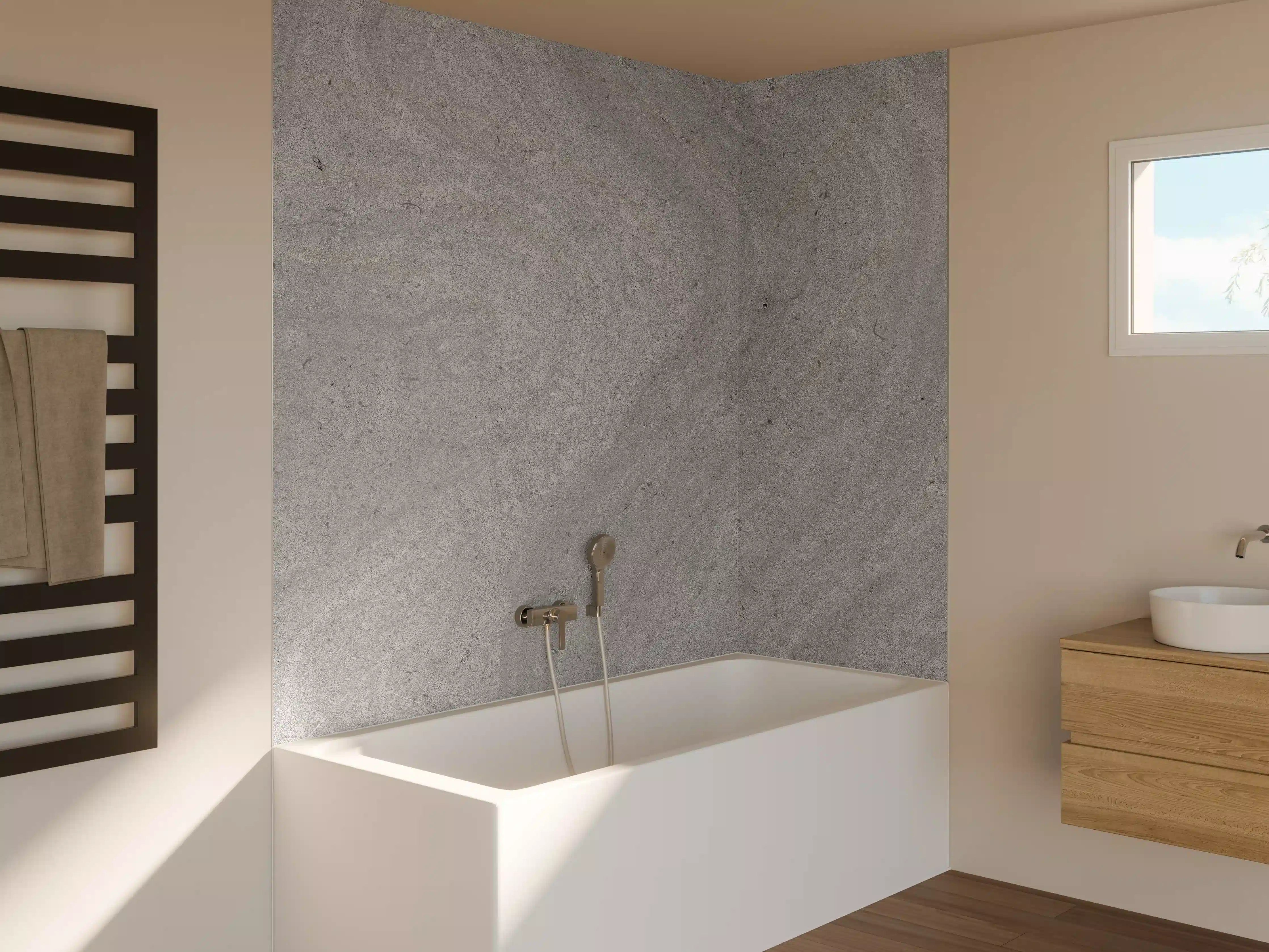 Badewannen-Rückwand - Grauer krauser Marmor