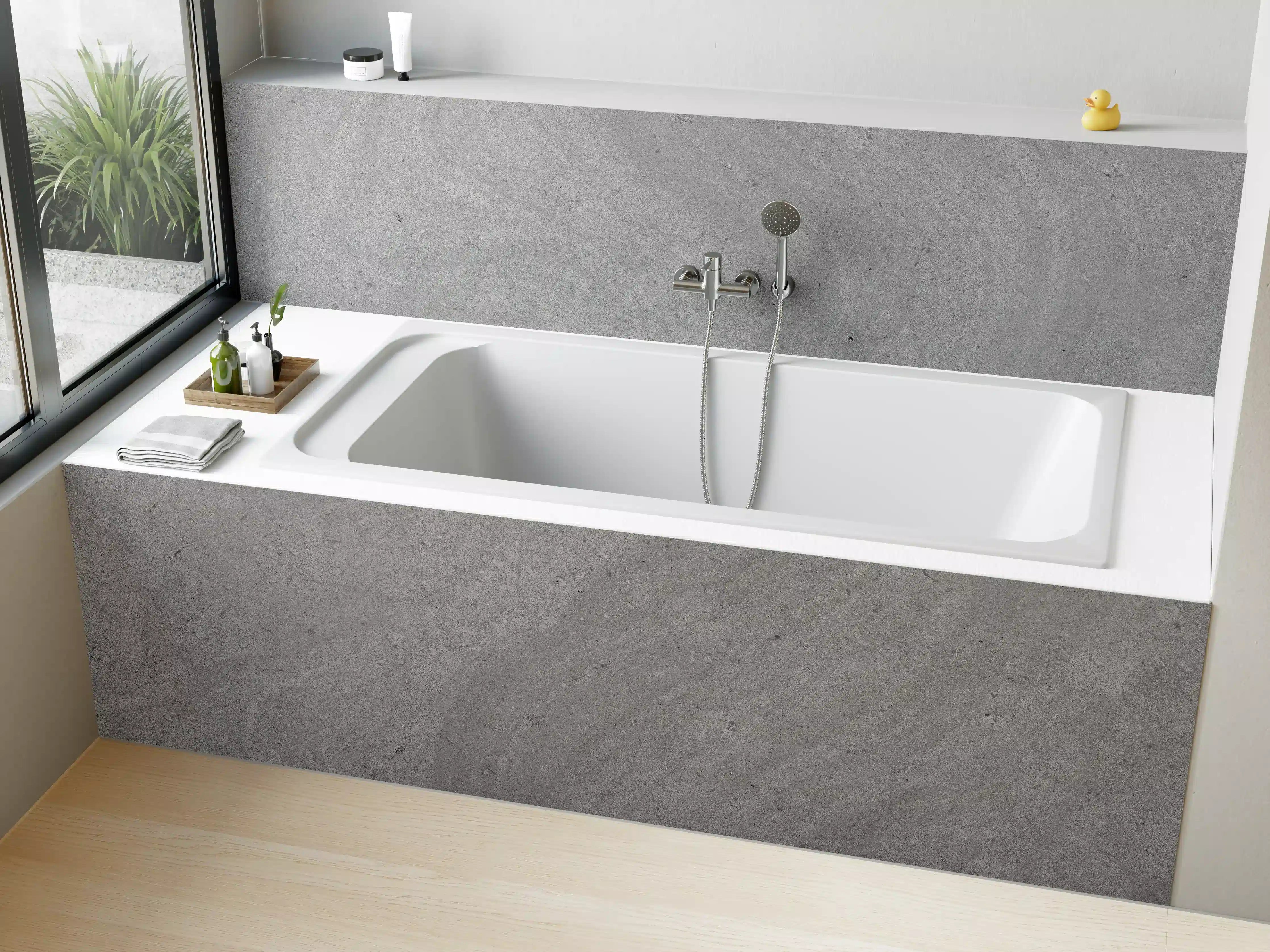 Badewannen-Rückwand - Grauer krauser Marmor