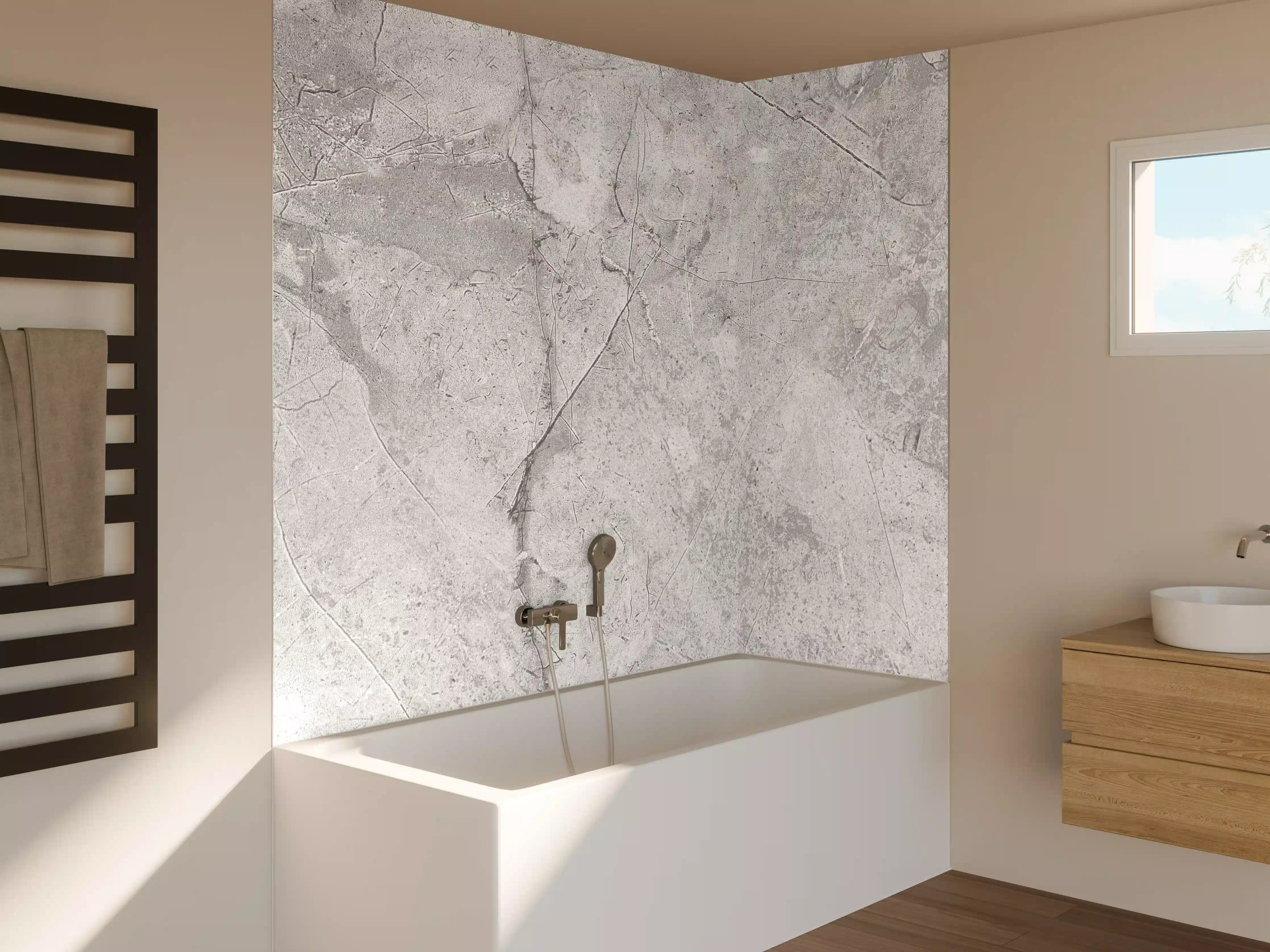 Badewannen-Rückwand - Graues Betonmuster