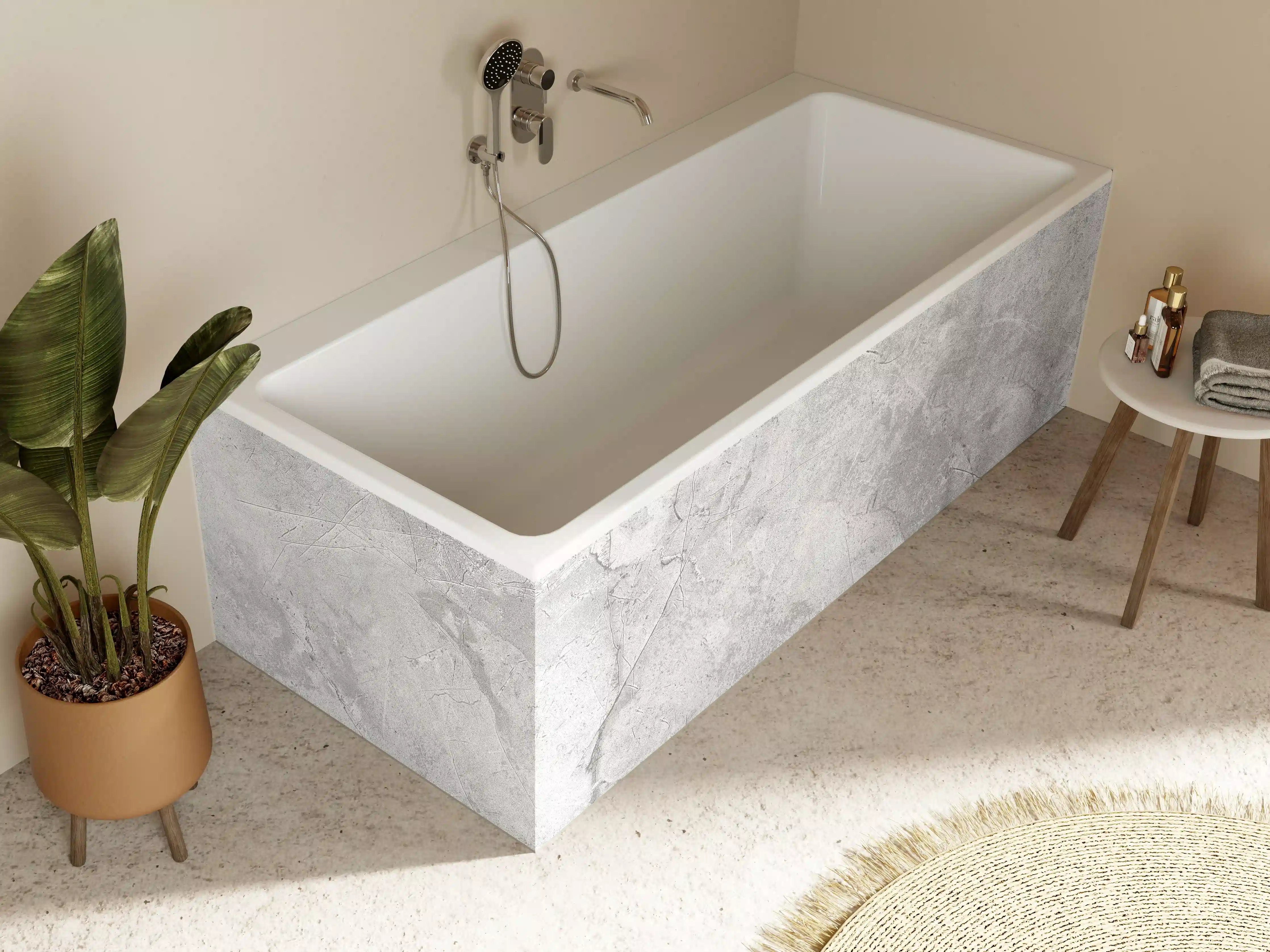 Badewannen-Rückwand - Graues Betonmuster