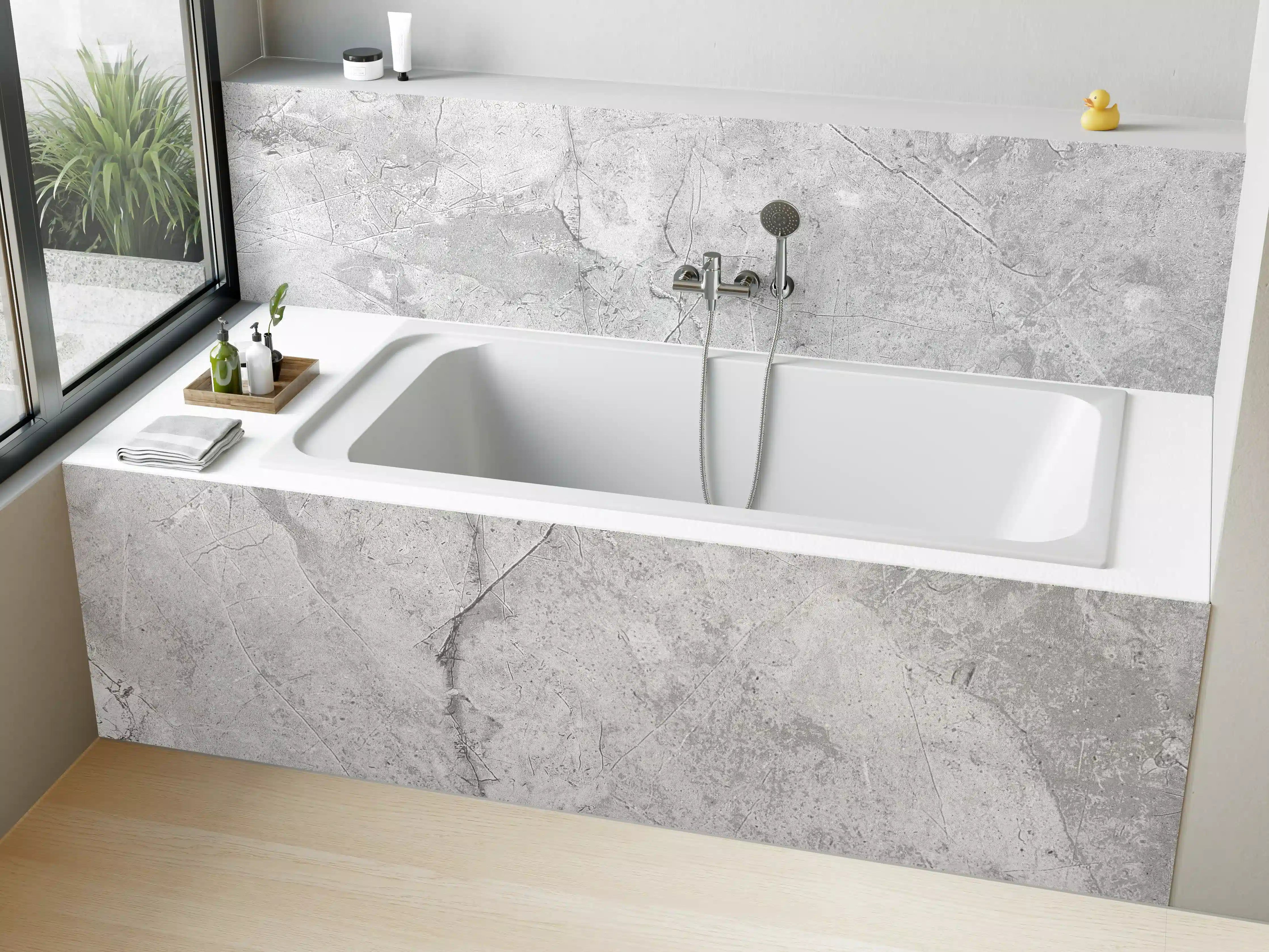 Badewannen-Rückwand - Graues Betonmuster