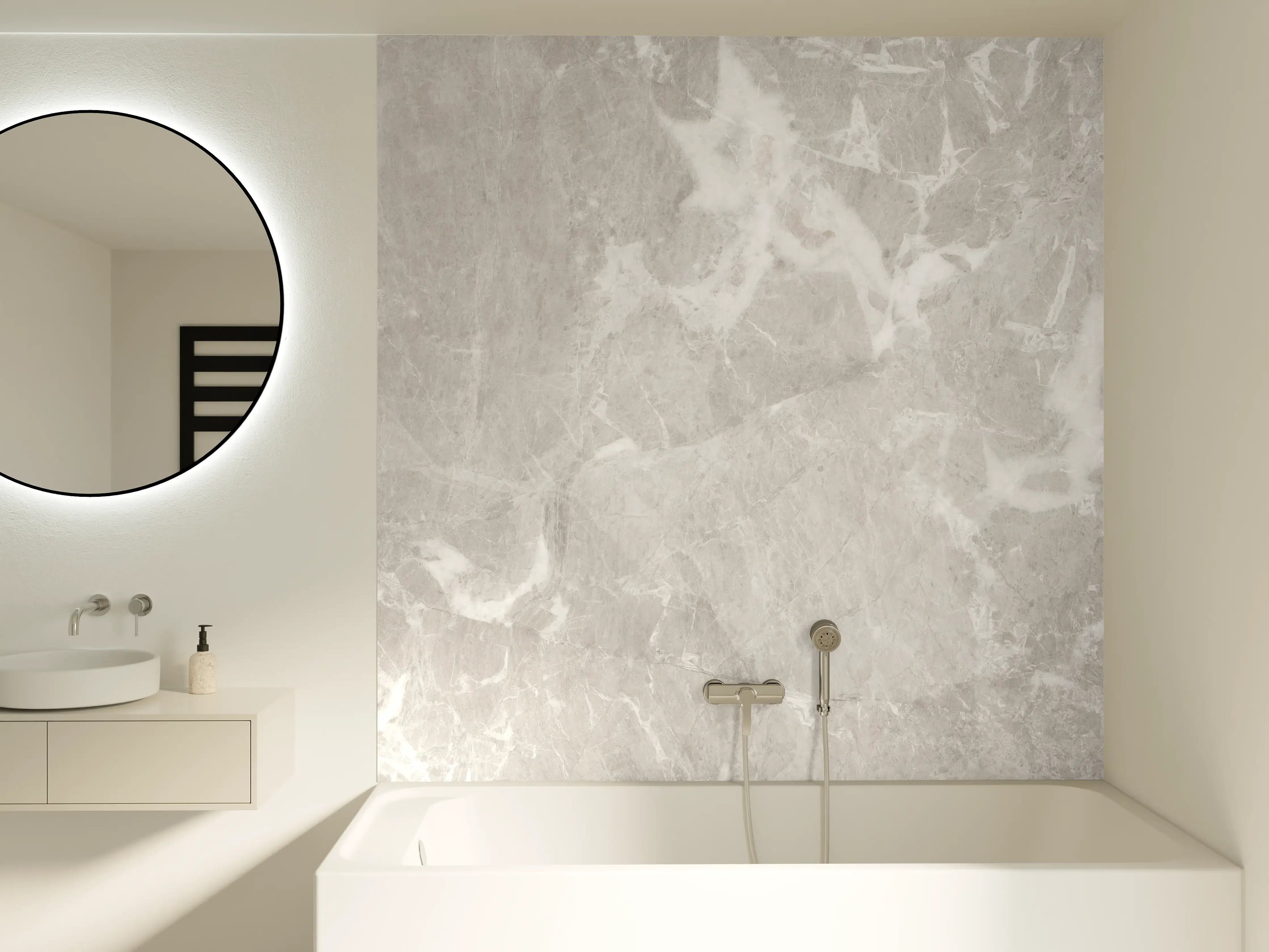 Badewannen-Rückwand - Graues Fliesen Muster