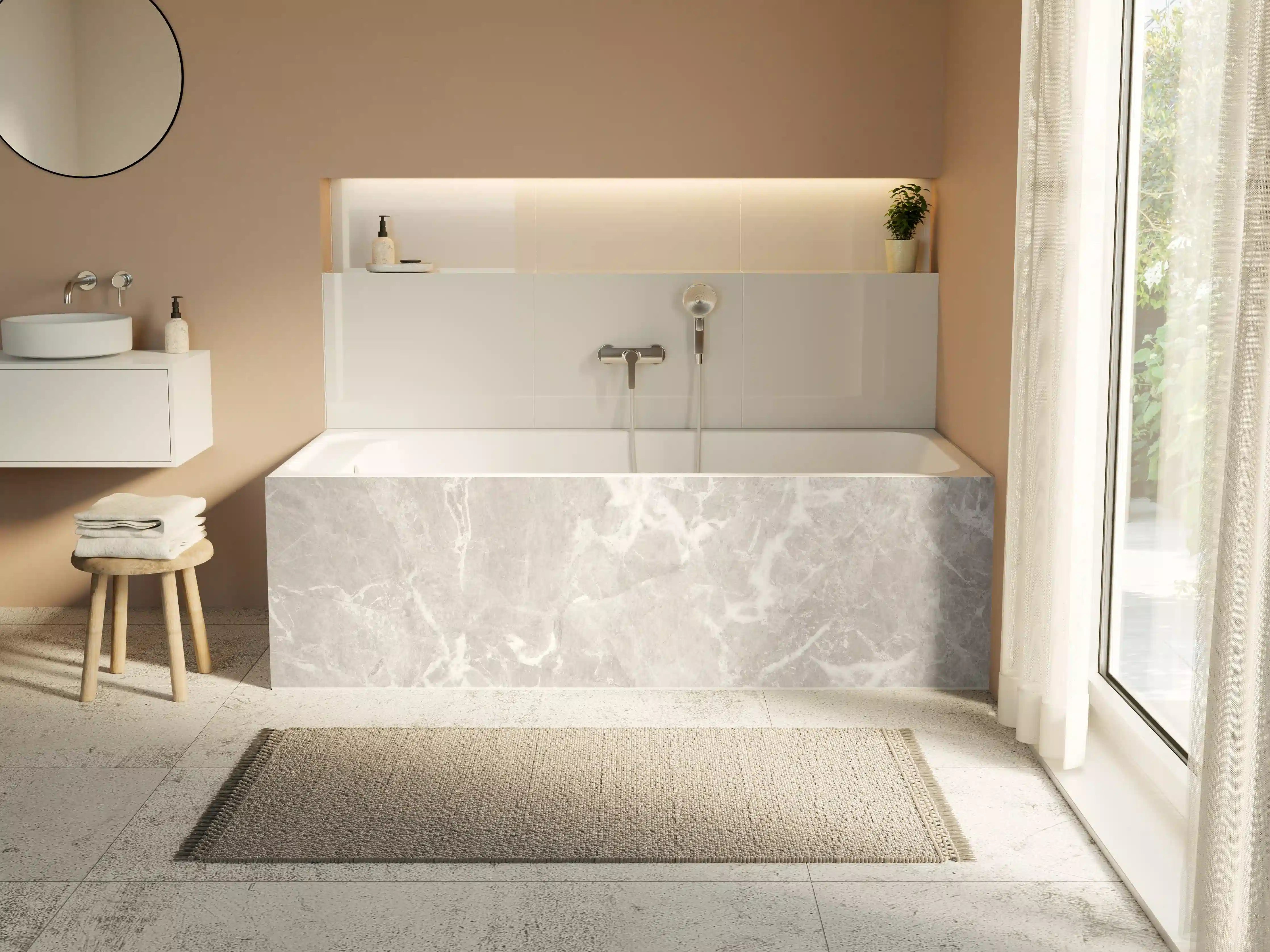 Badewannen-Rückwand - Graues Fliesen Muster