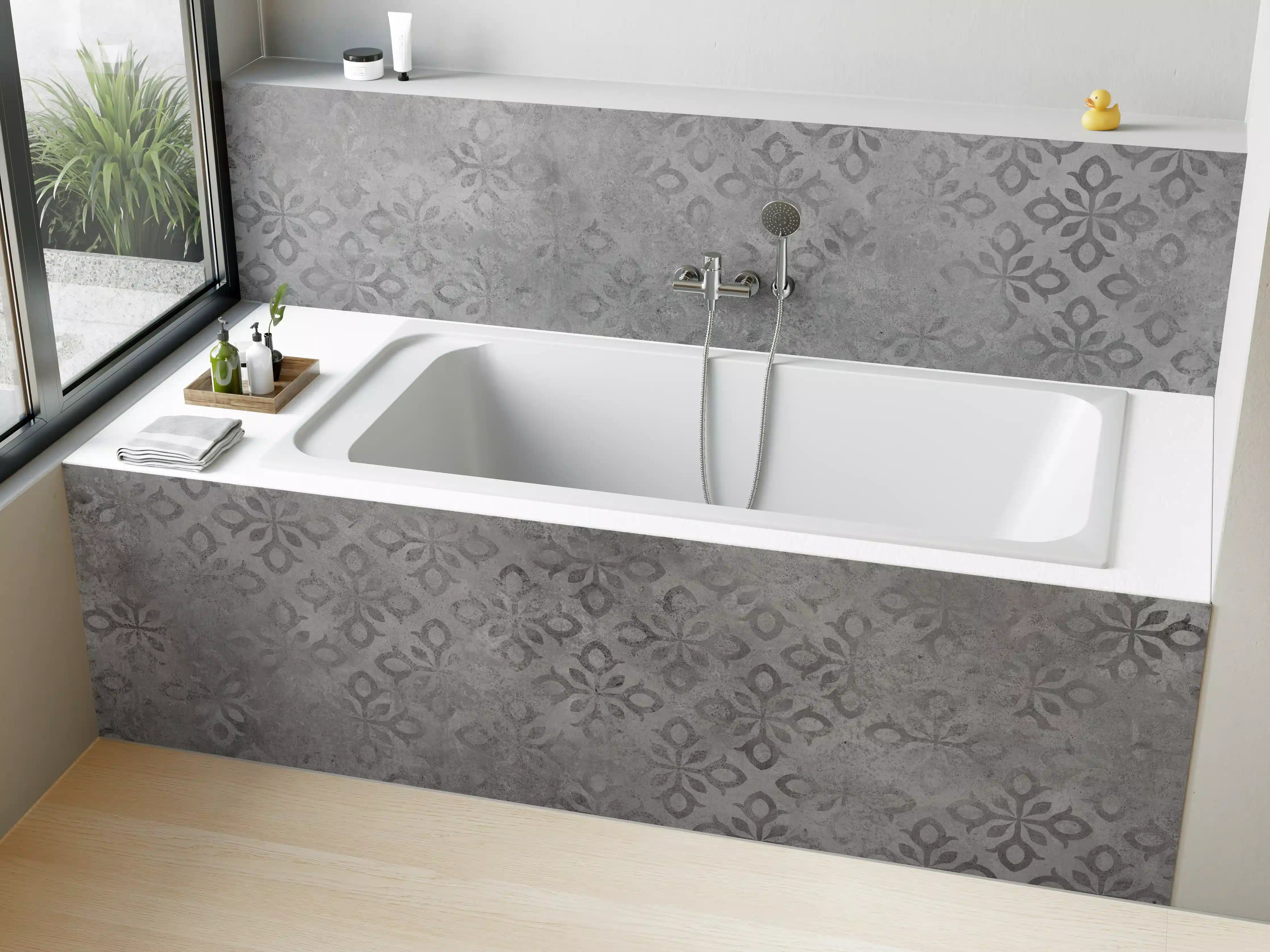 Badewannen-Rückwand - Graues Ornament Muster