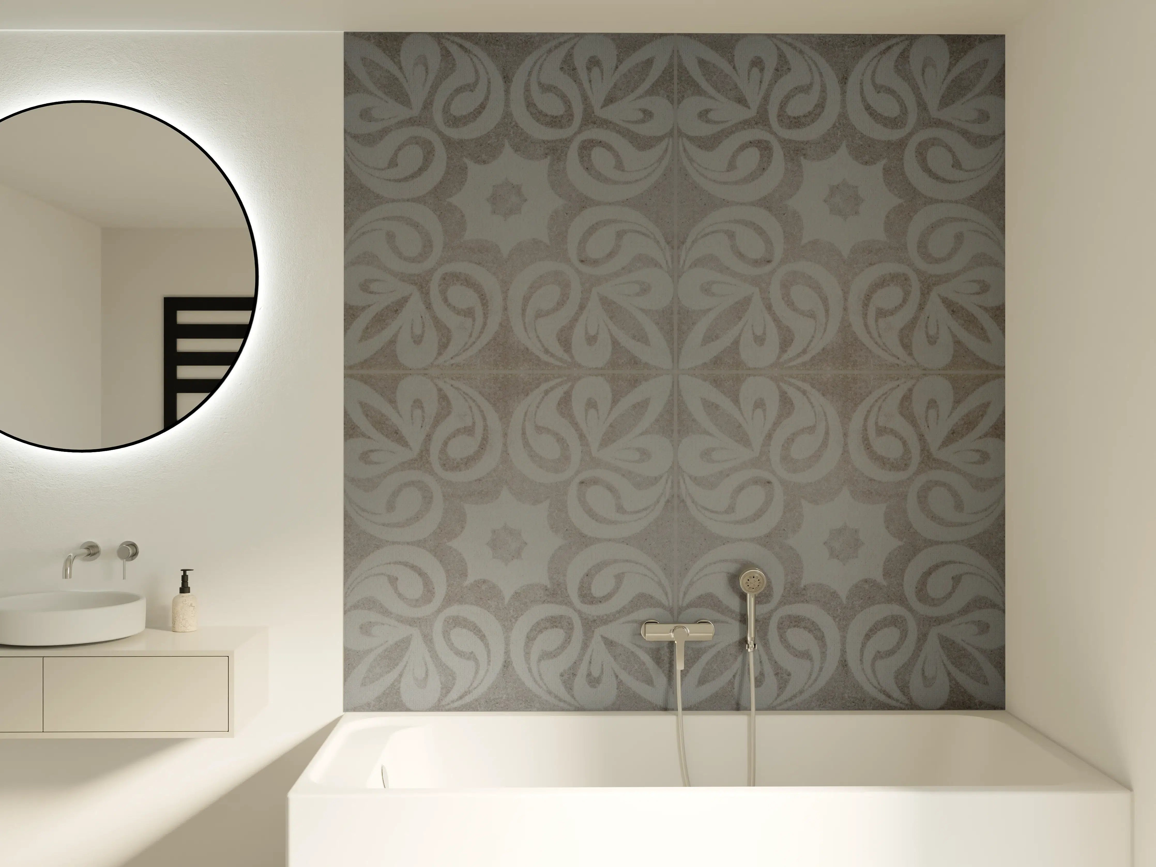 Badewannen-Rückwand - Graues quadratisches Mosaikmotiv