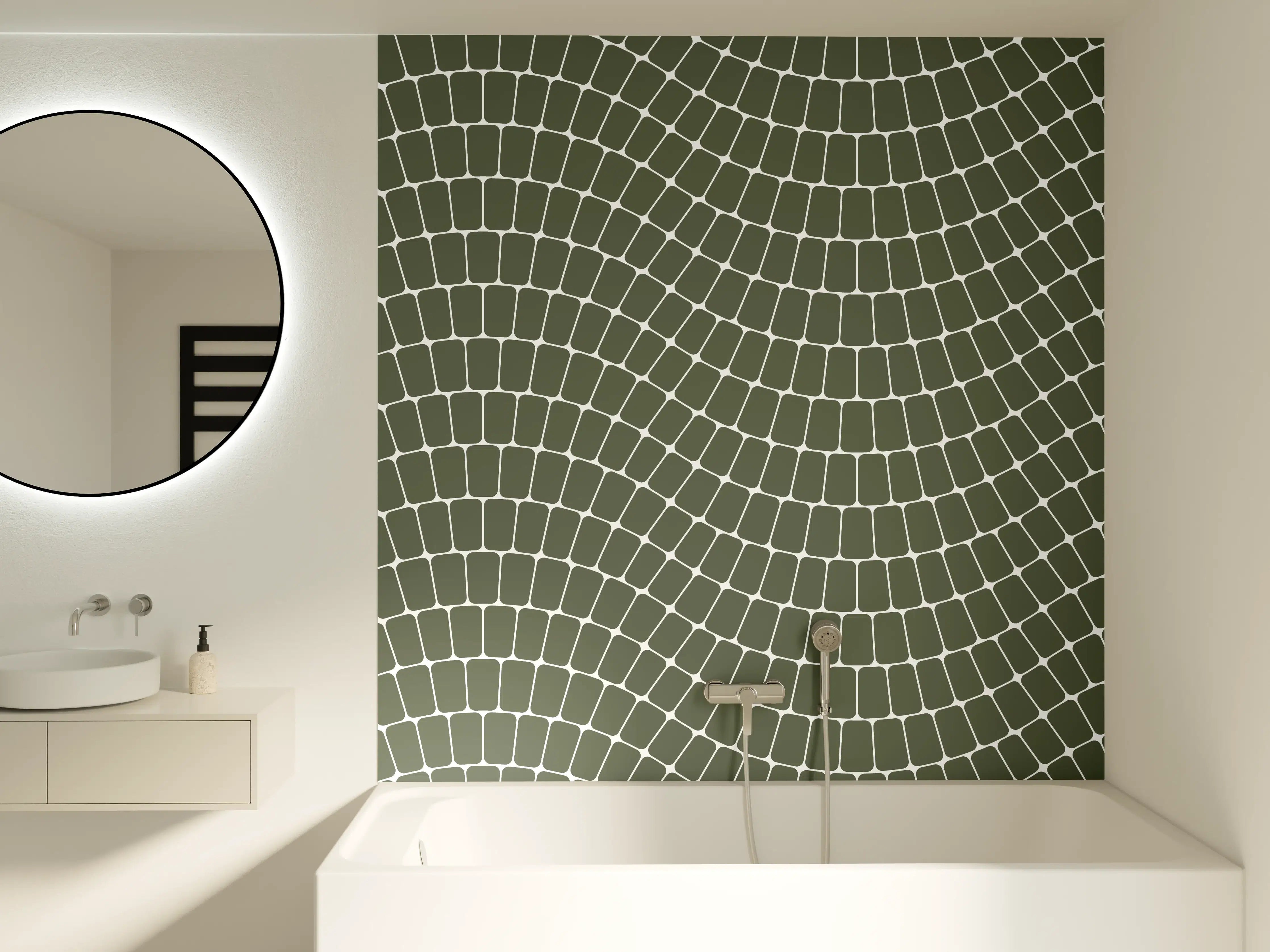 Badewannen-Rückwand - Graumeliertes geometrisches Muster in dunklem Ton