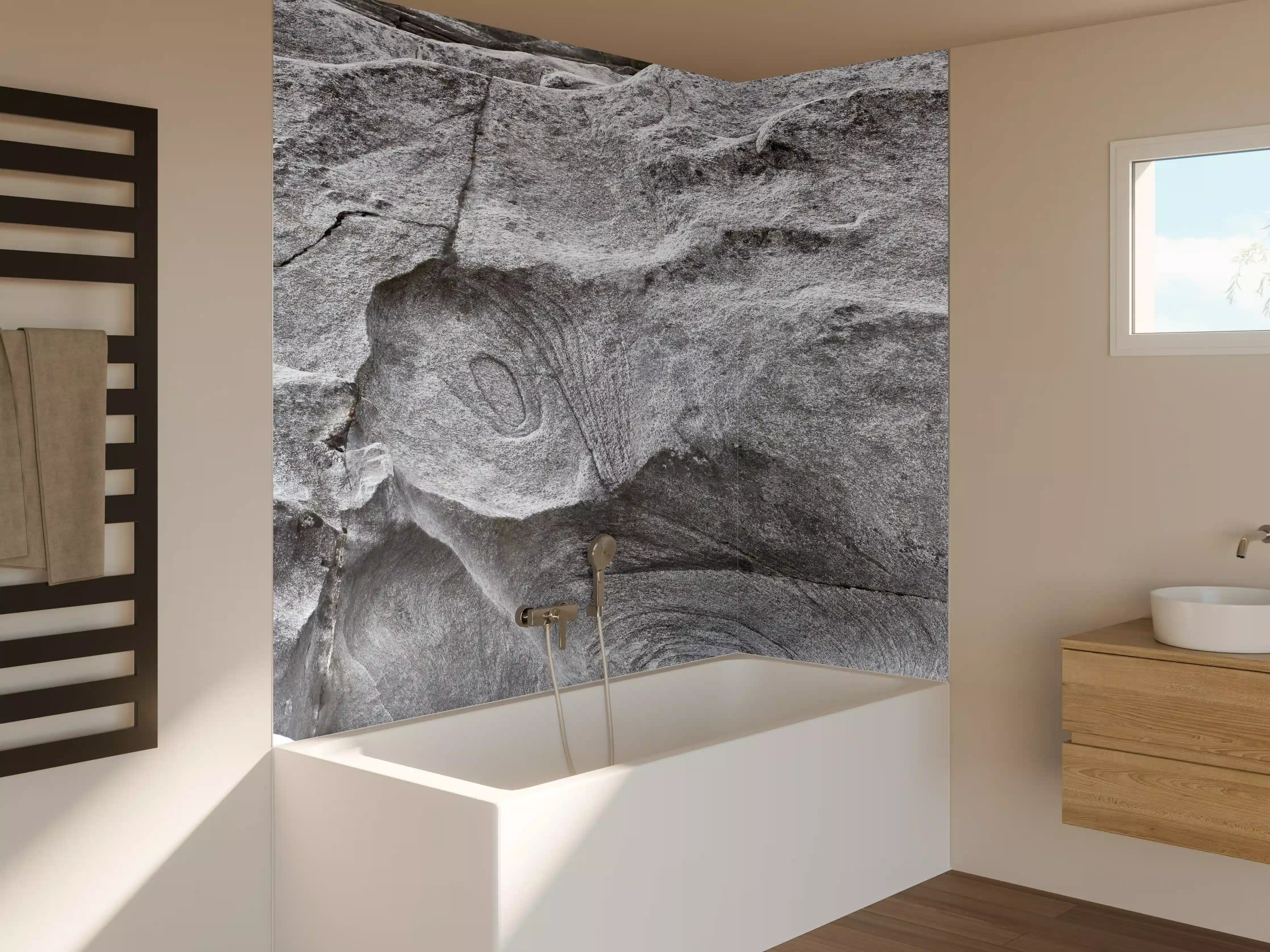 Badewannen-Rückwand - Grauschattierter Verzasca-Felsen