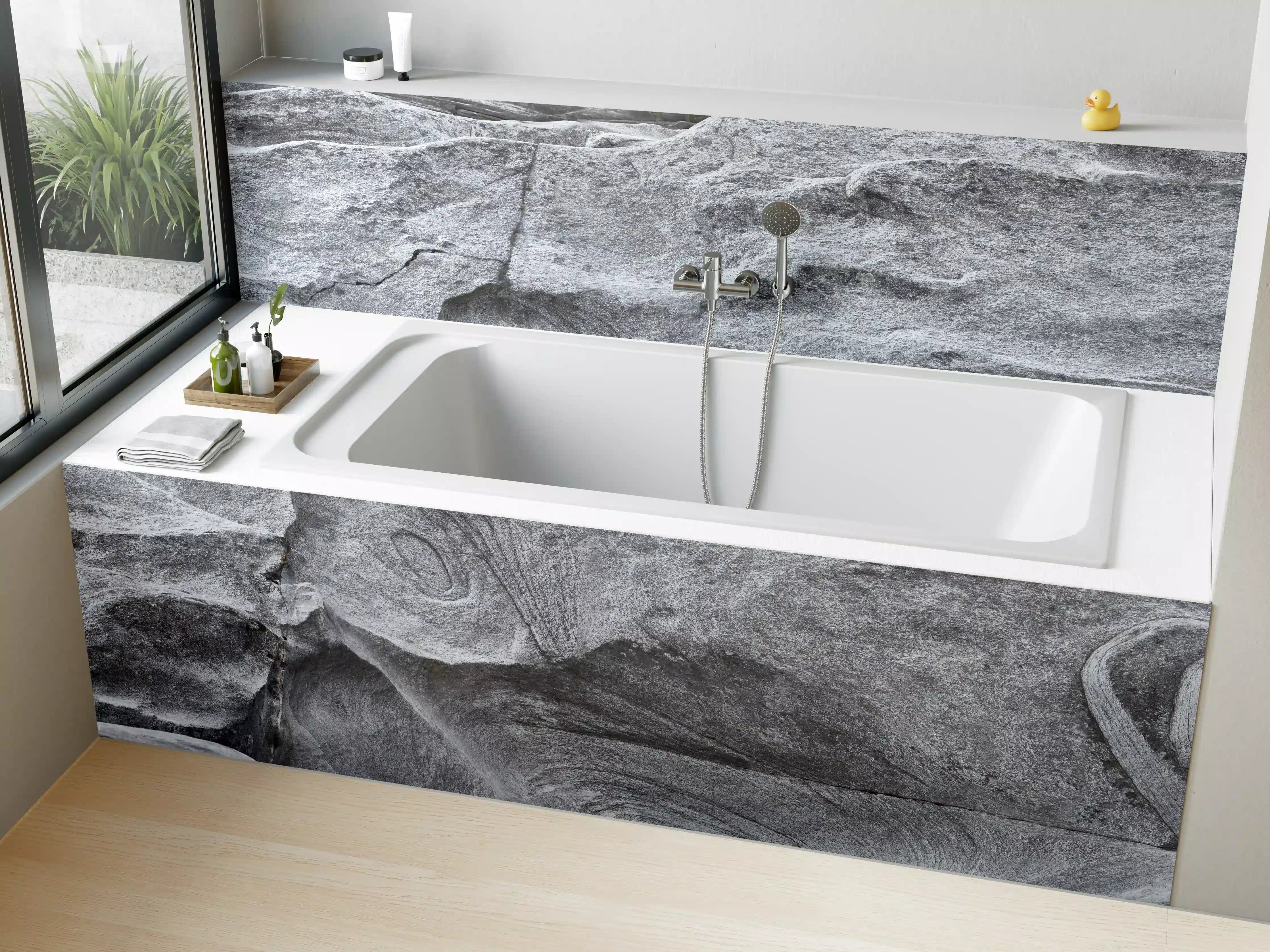 Badewannen-Rückwand - Grauschattierter Verzasca-Felsen